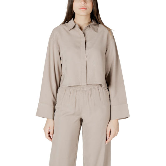 Only Beigefarbene Viskose-Bluse