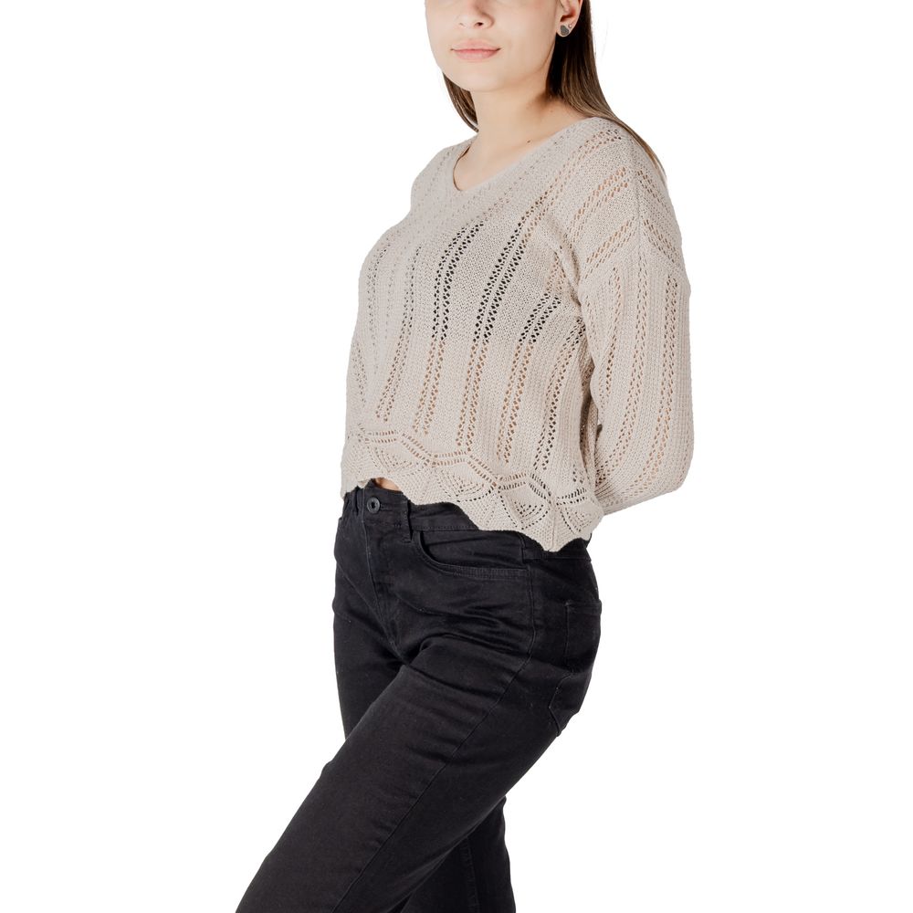 Only Beiger Pullover aus recyceltem Baumwoll-Mix