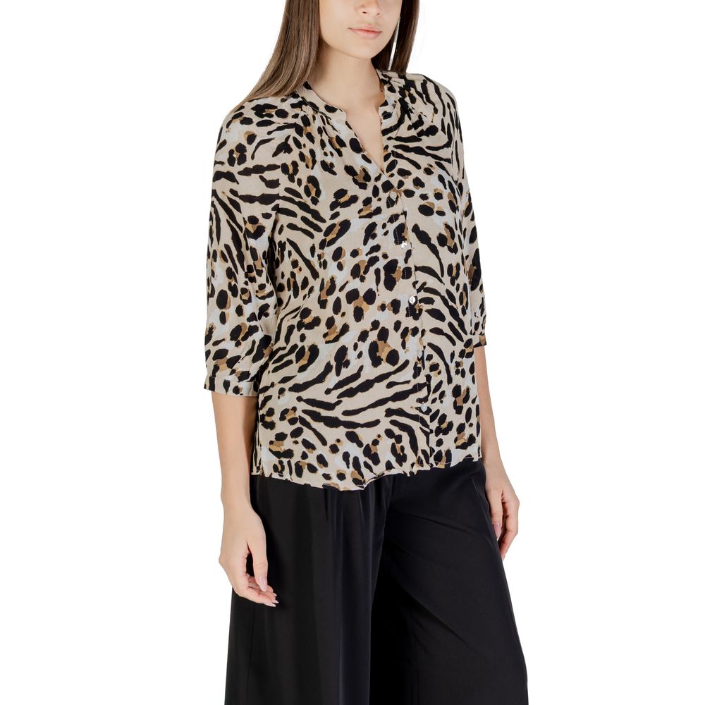 ICHI Beigefarbene Viskose-Bluse