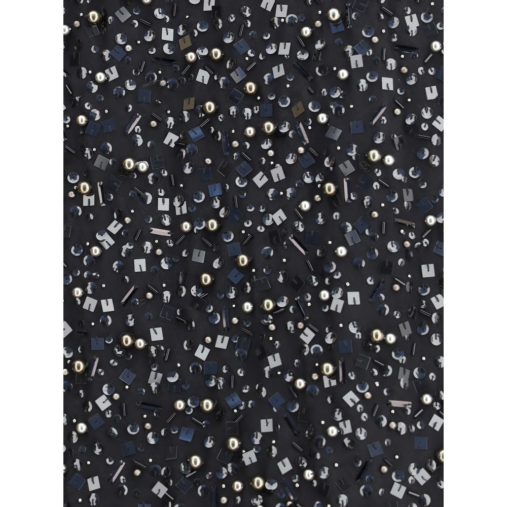 Sacai Schwarzer Polyester-Midi-Rock