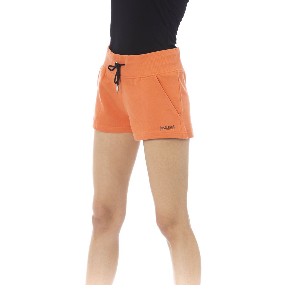 Just Cavalli Orangefarbene Baumwoll-Shorts für Damen