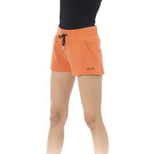 Just Cavalli Orangefarbene Baumwoll-Shorts für Damen