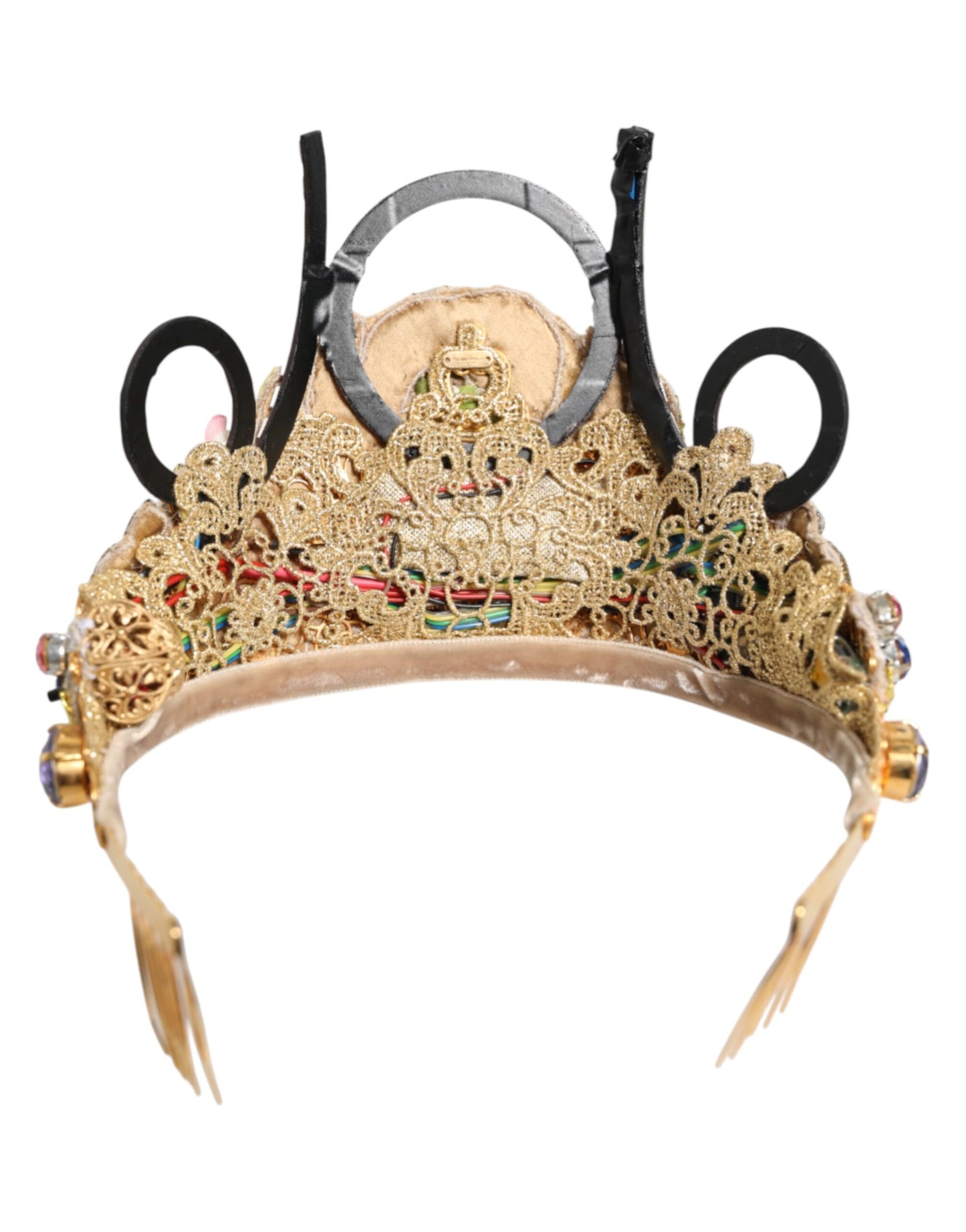 Dolce & Gabbana Gold Messing Kristall verschönert Kopfstück Krone Diadem Tiara