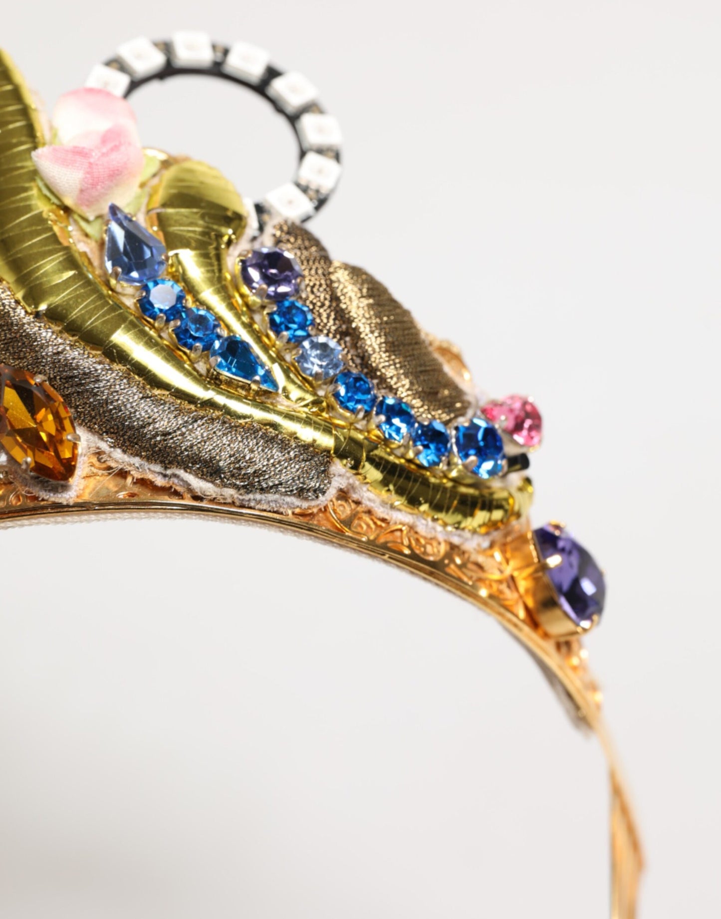 Dolce & Gabbana Gold Messing Kristall verschönert Kopfstück Krone Diadem Tiara