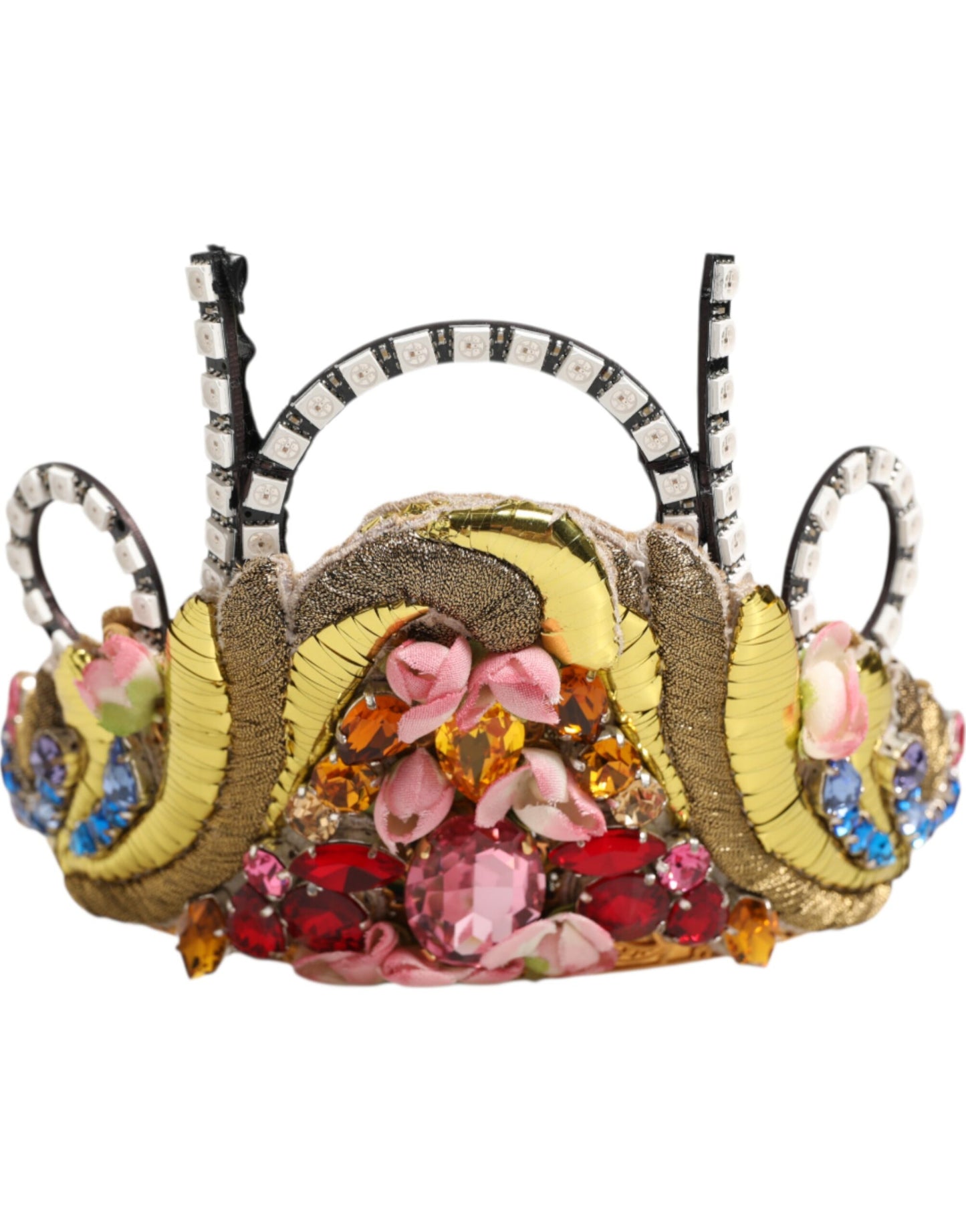 Dolce & Gabbana Gold Messing Kristall verschönert Kopfstück Krone Diadem Tiara