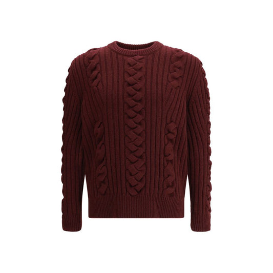 Alexander McQueen Kaschmir-Pullover mit Pelz in Bordeaux