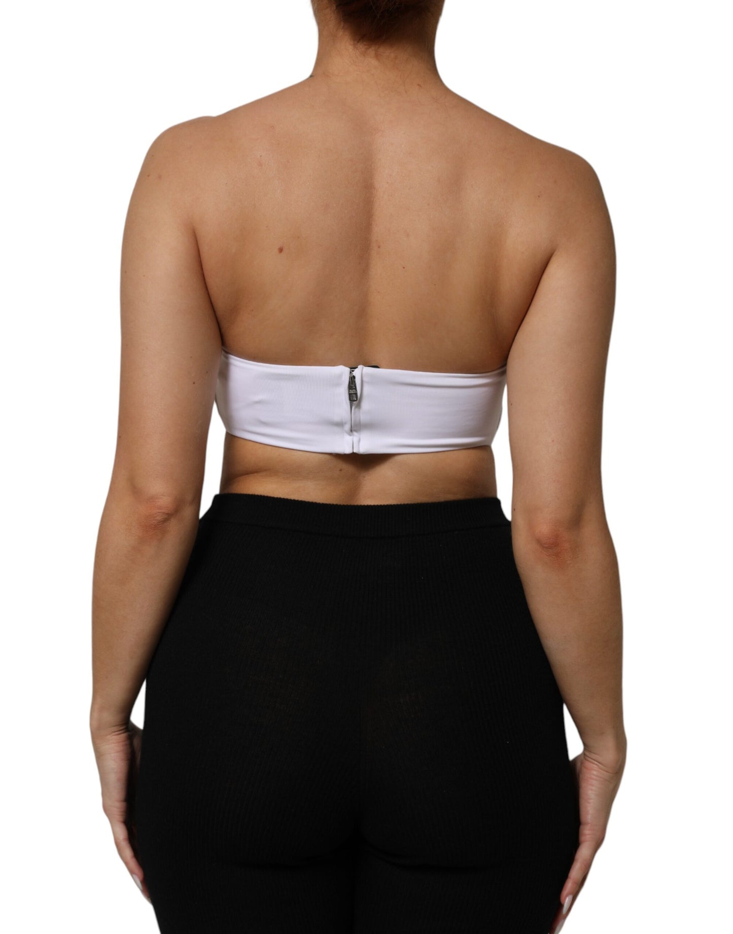 Dolce & Gabbana Weißes trägerloses Bandeau-Top aus einer Nylonmischung