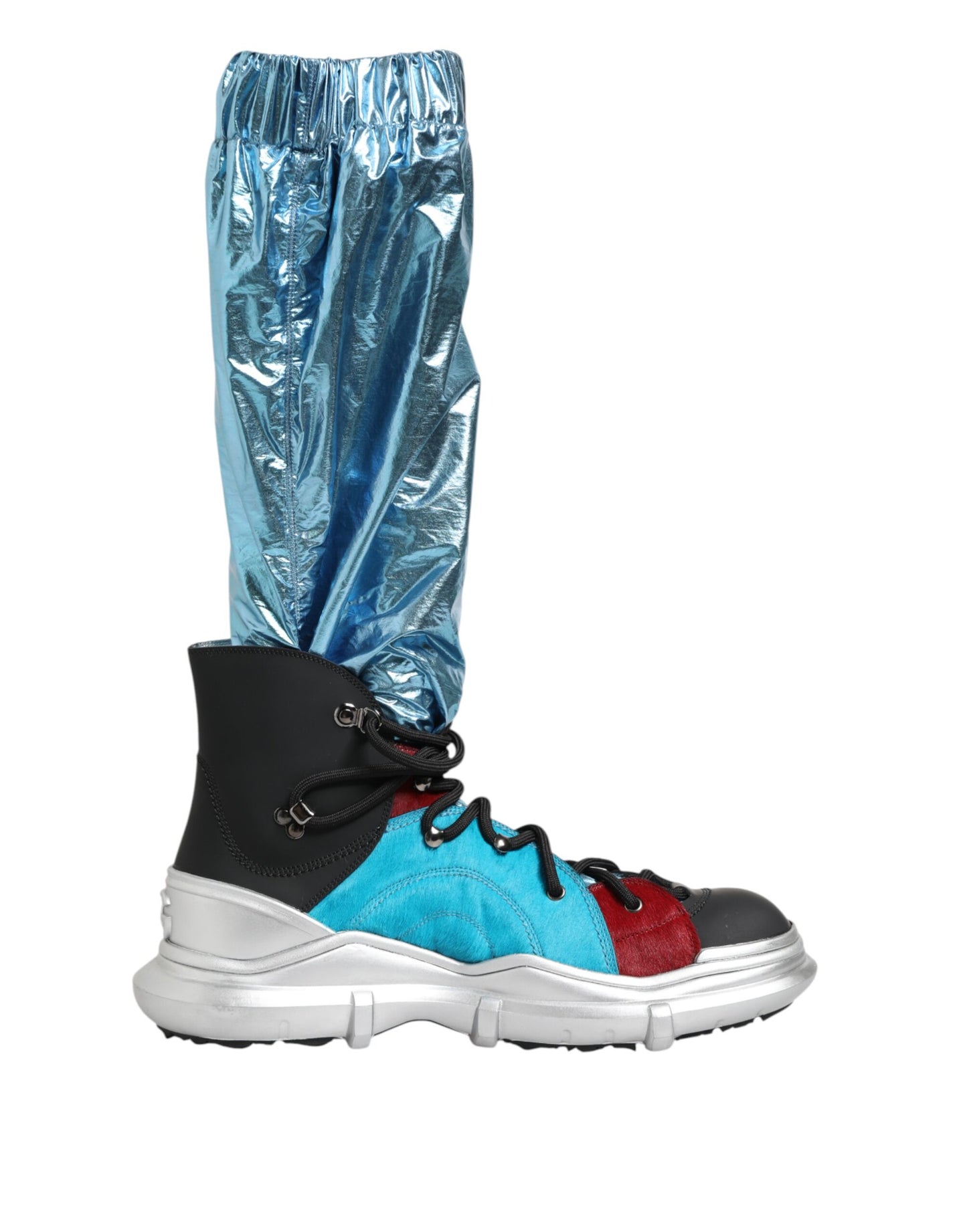 Dolce & Gabbana Blue Lace Up Over The Knee Socken Männer Stiefel Schuhe