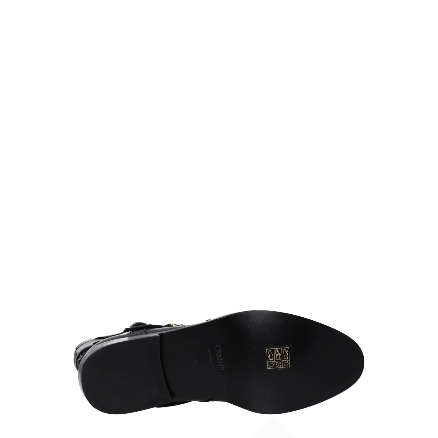 Celine Flache Stiefel aus schwarzem Leder