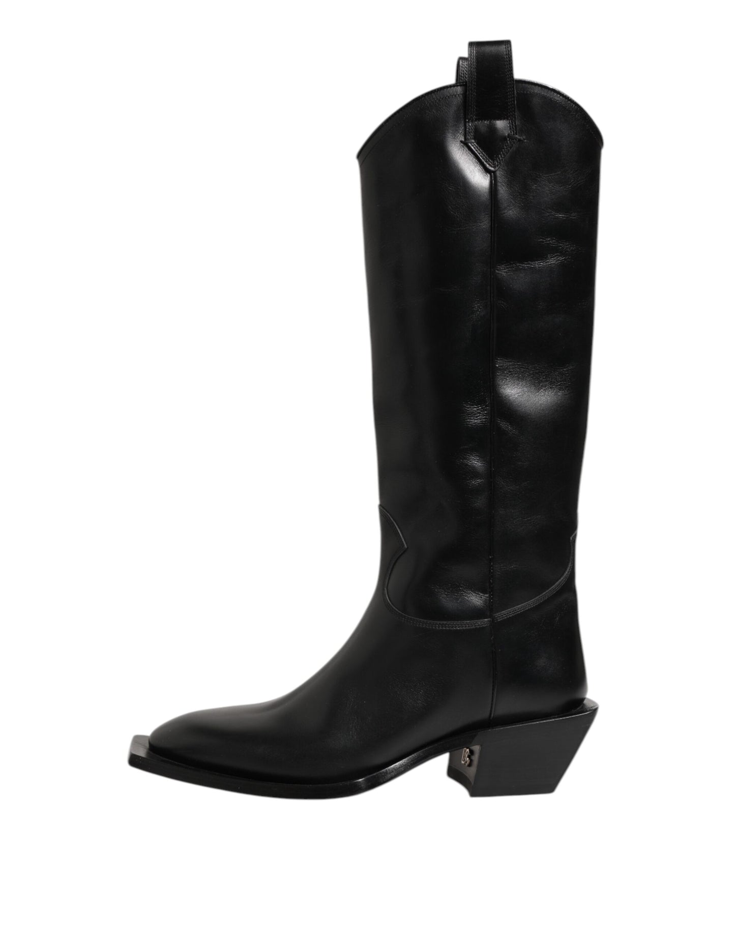 Dolce & Gabbana Schwarz Leder Over The Calf Biker Stiefel Schuhe