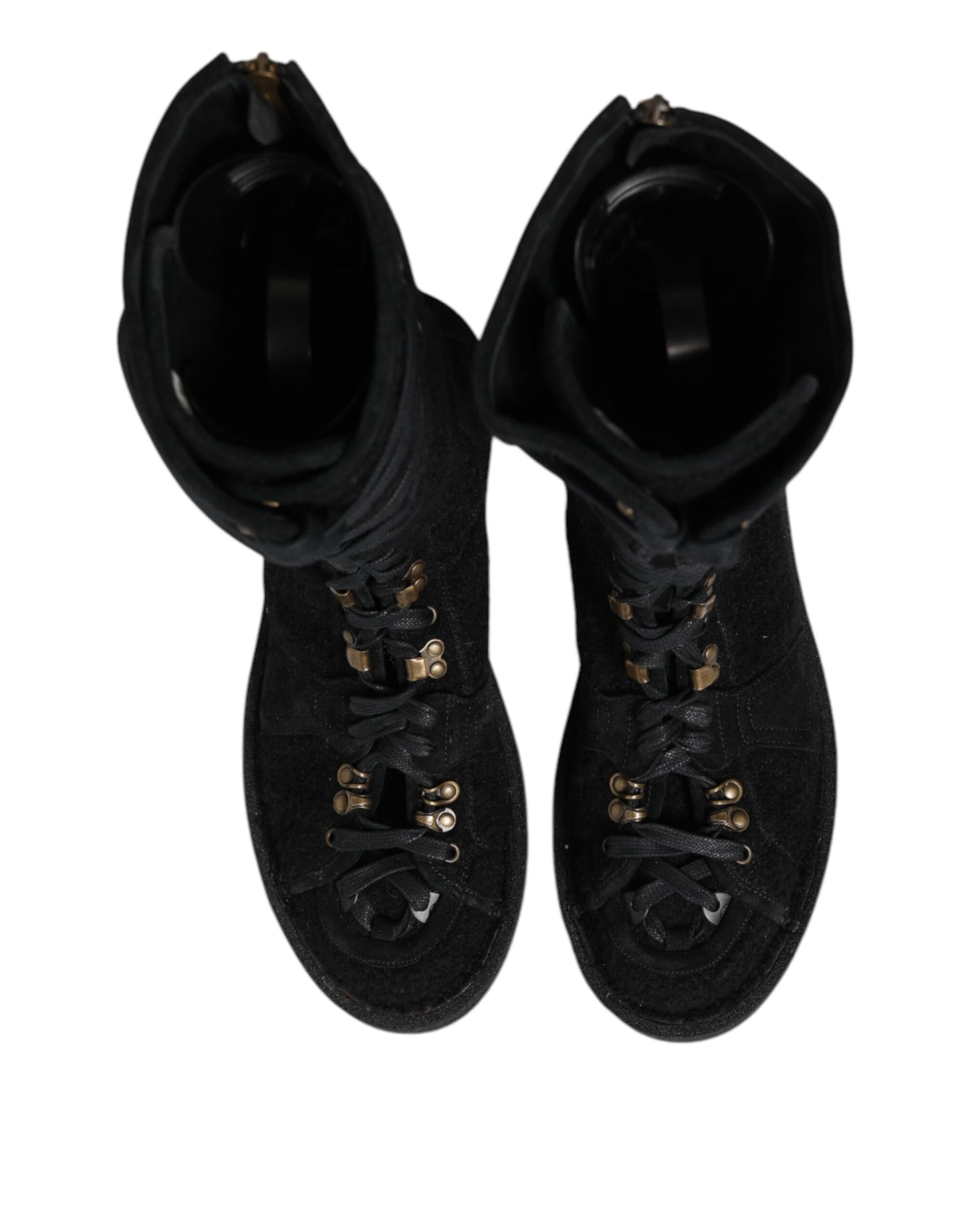 Dolce & Gabbana Schwarz Alpaka Wolle Wildleder Mid Calf Stiefel Schuhe