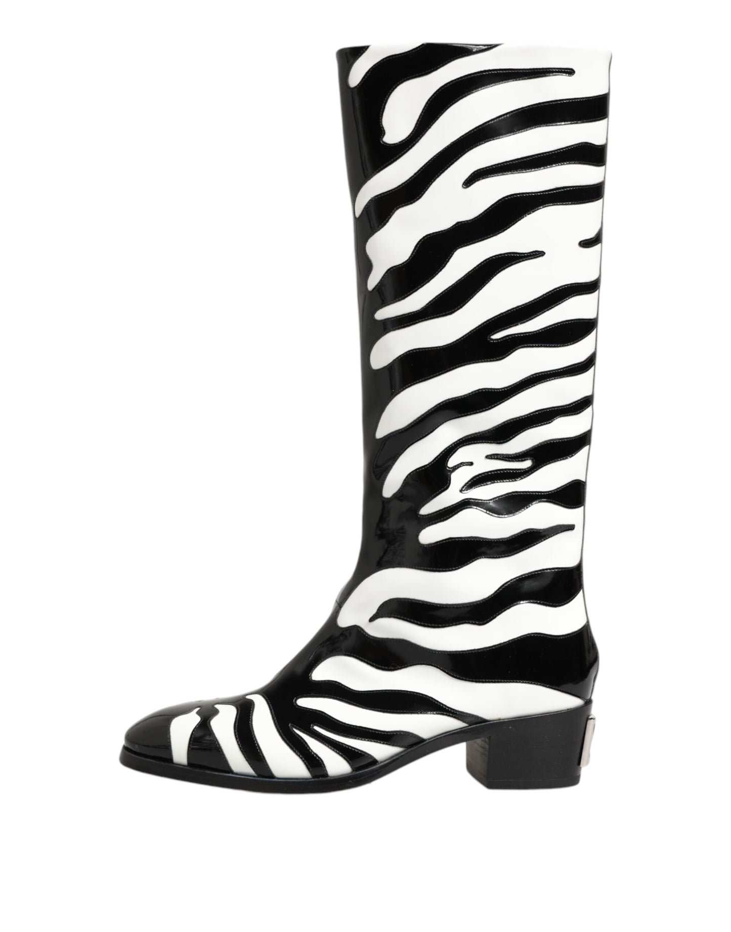 Dolce & Gabbana Schwarz Weiß Zebra Over The Calf Stiefel Schuhe