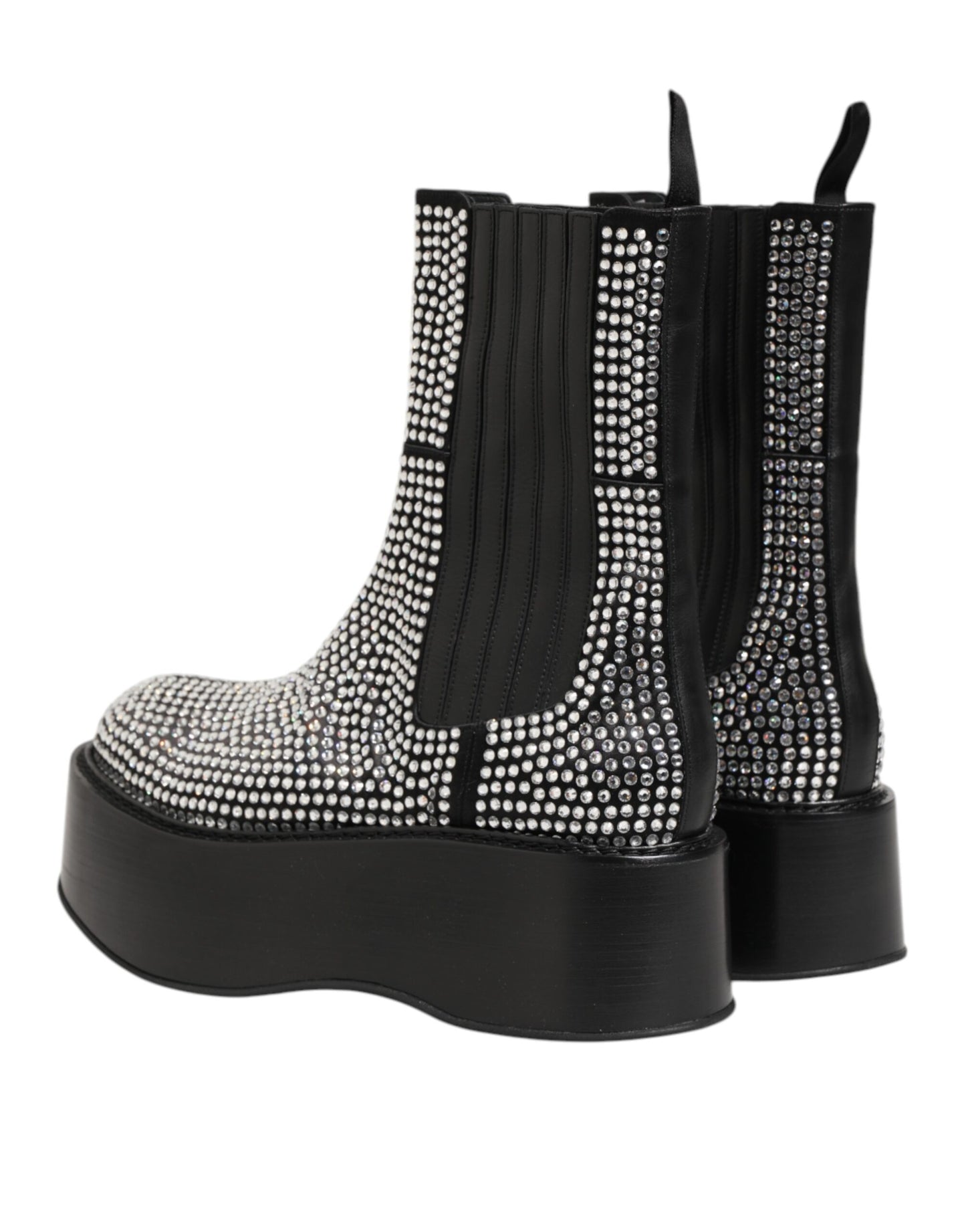 Dolce & Gabbana Schwarz Crystal Strass Mid Calf Kurze Stiefel Schuhe