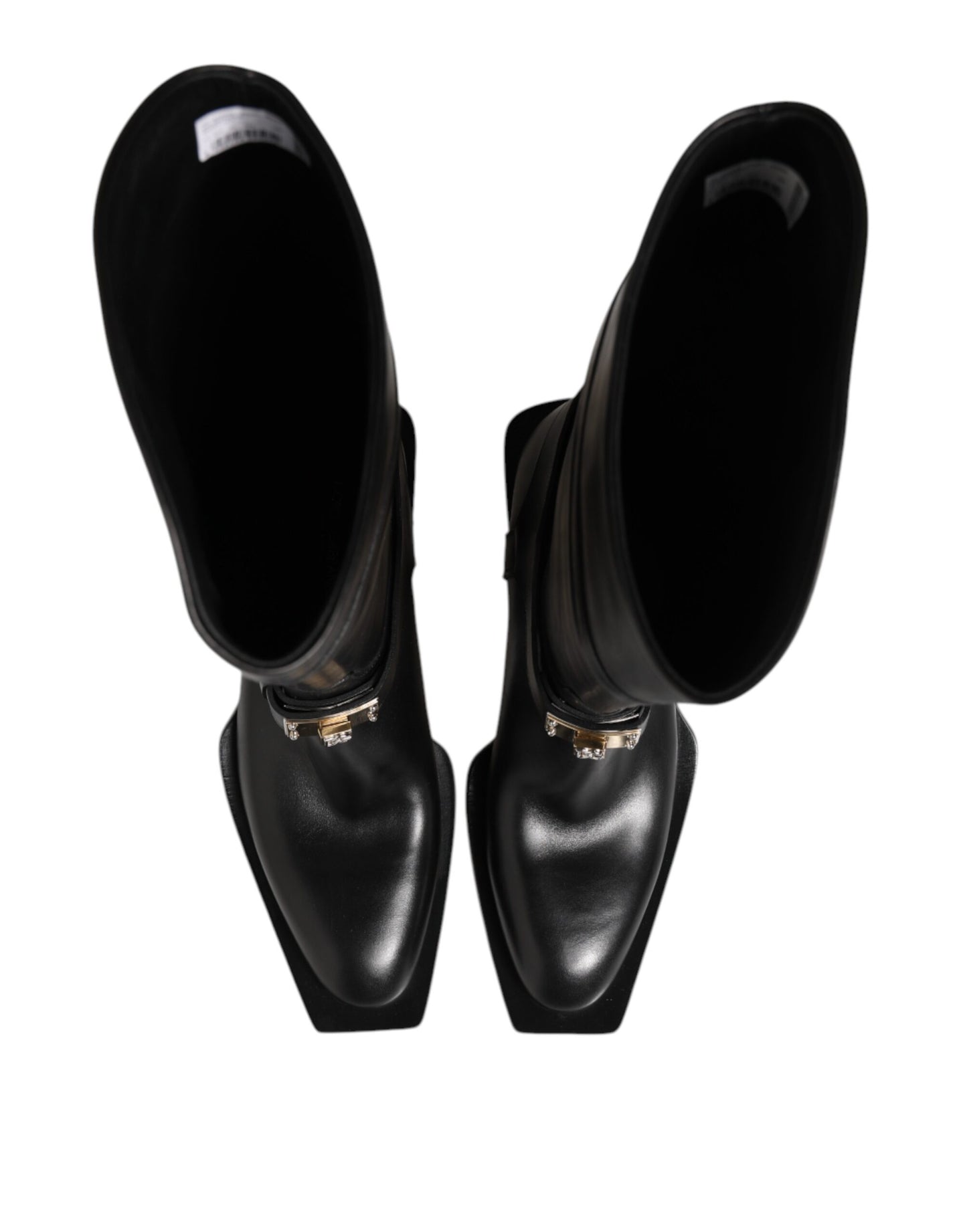 Dolce & Gabbana Schwarzes Logo Plaque Over The Calf Stiefel Schuhe