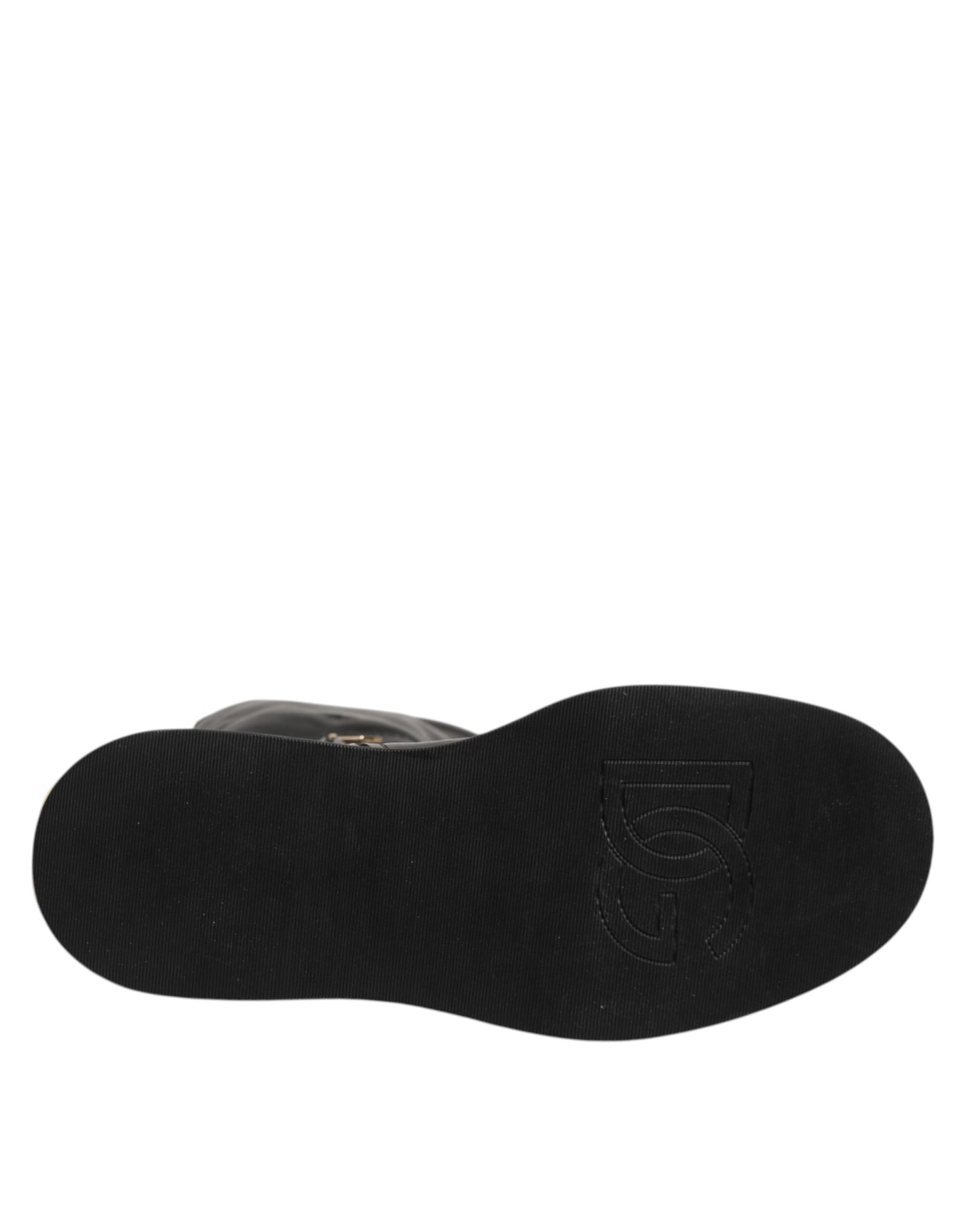 Dolce & Gabbana Schwarzes Logo Plaque Over The Calf Stiefel Schuhe