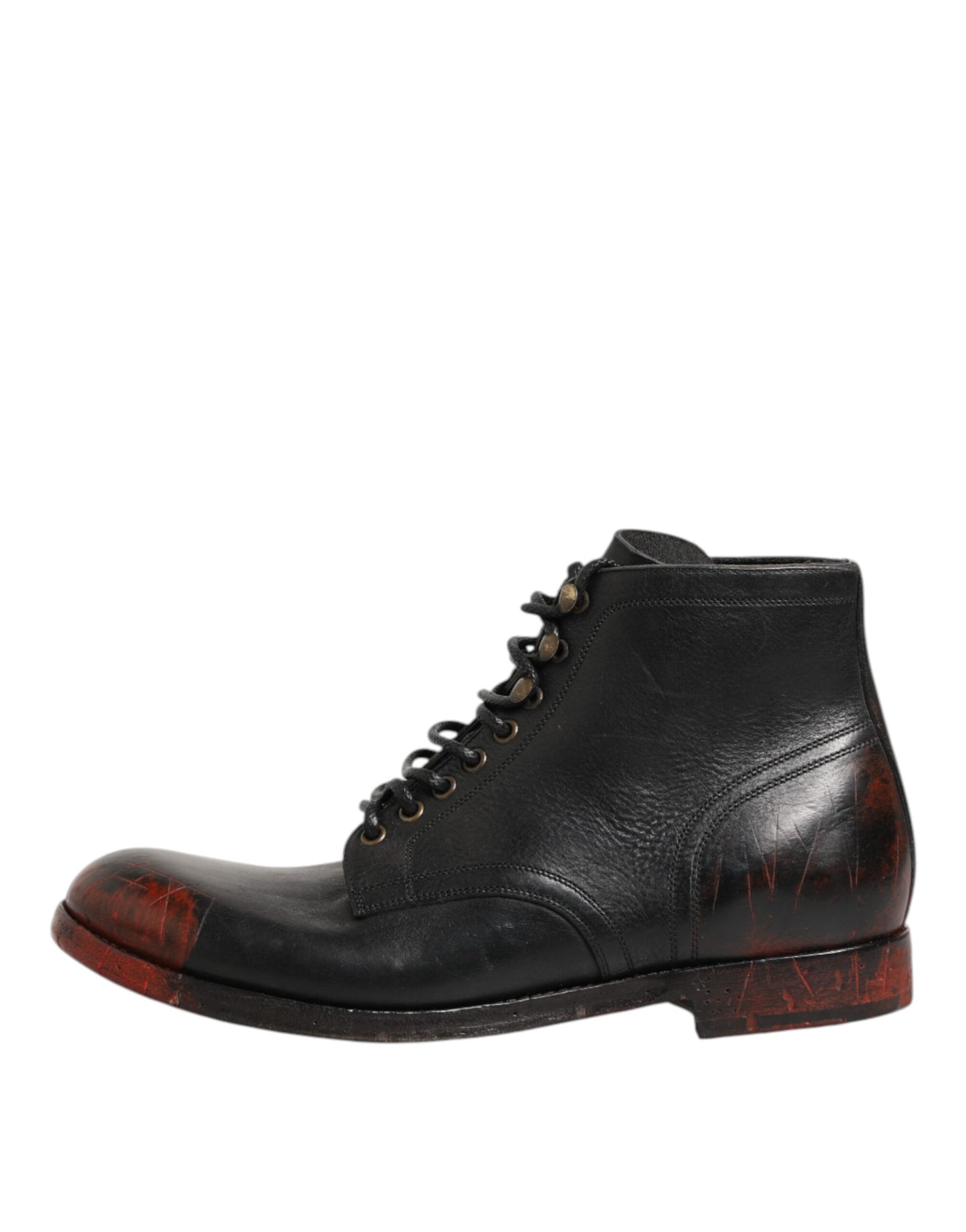 Dolce & Gabbana Schwarze Rote Schnürstiefeletten Kurzstiefel Schuhe