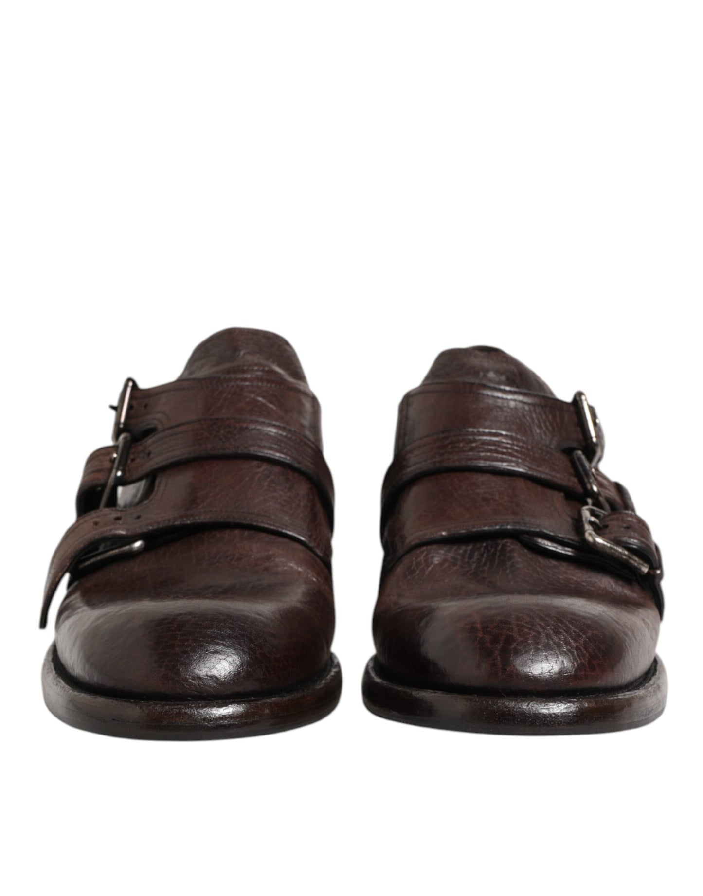 Dolce & Gabbana Braune Leder Monk Strap Formelle Derby Schuhe
