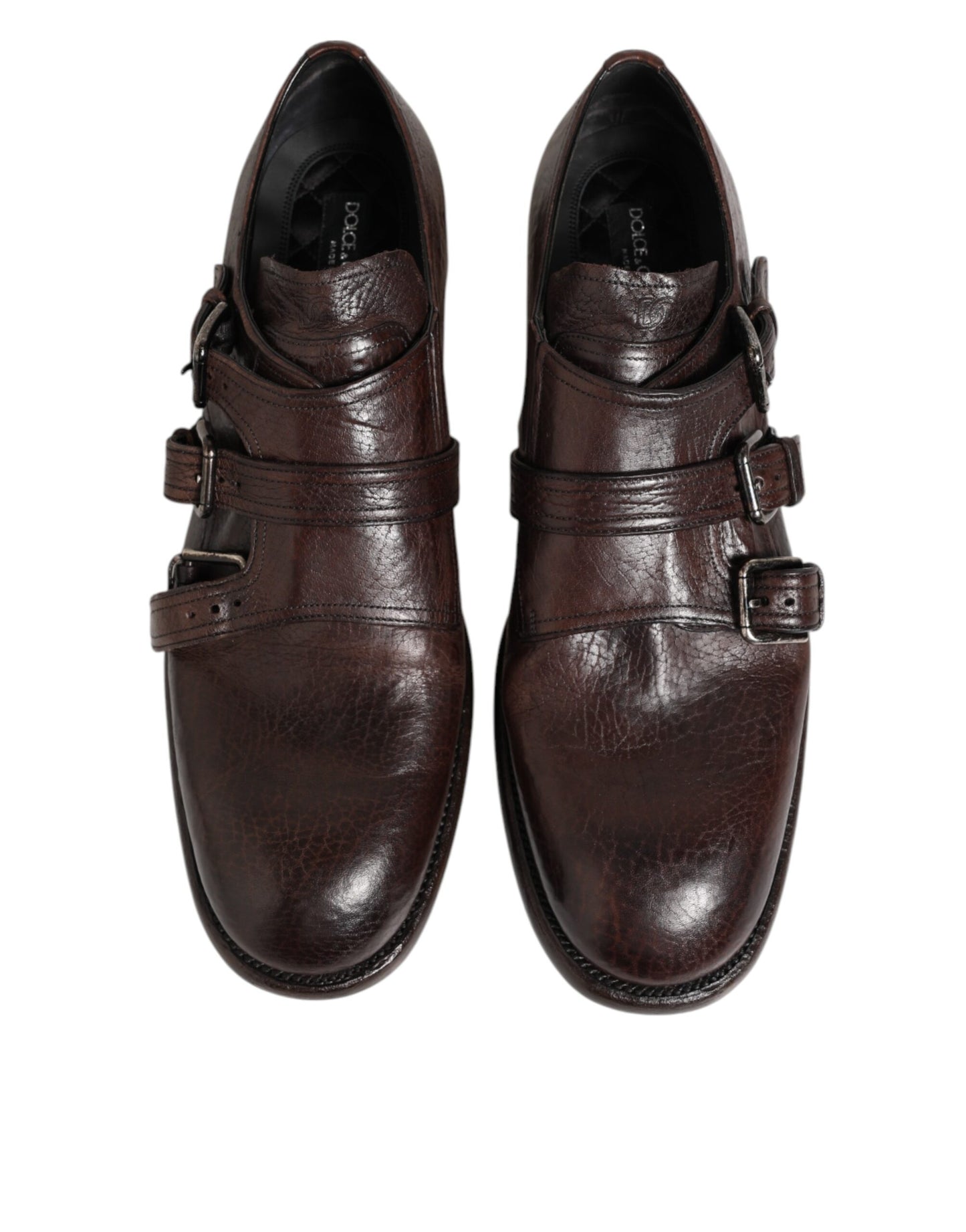 Dolce & Gabbana Braune Leder Monk Strap Formelle Derby Schuhe