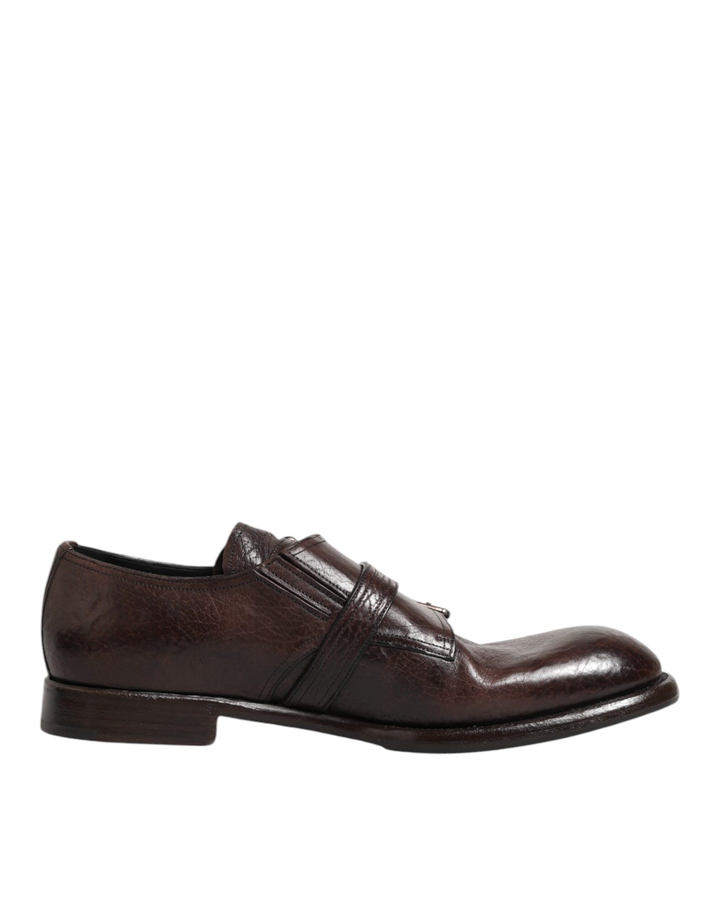 Dolce & Gabbana Braune Leder Monk Strap Formelle Derby Schuhe