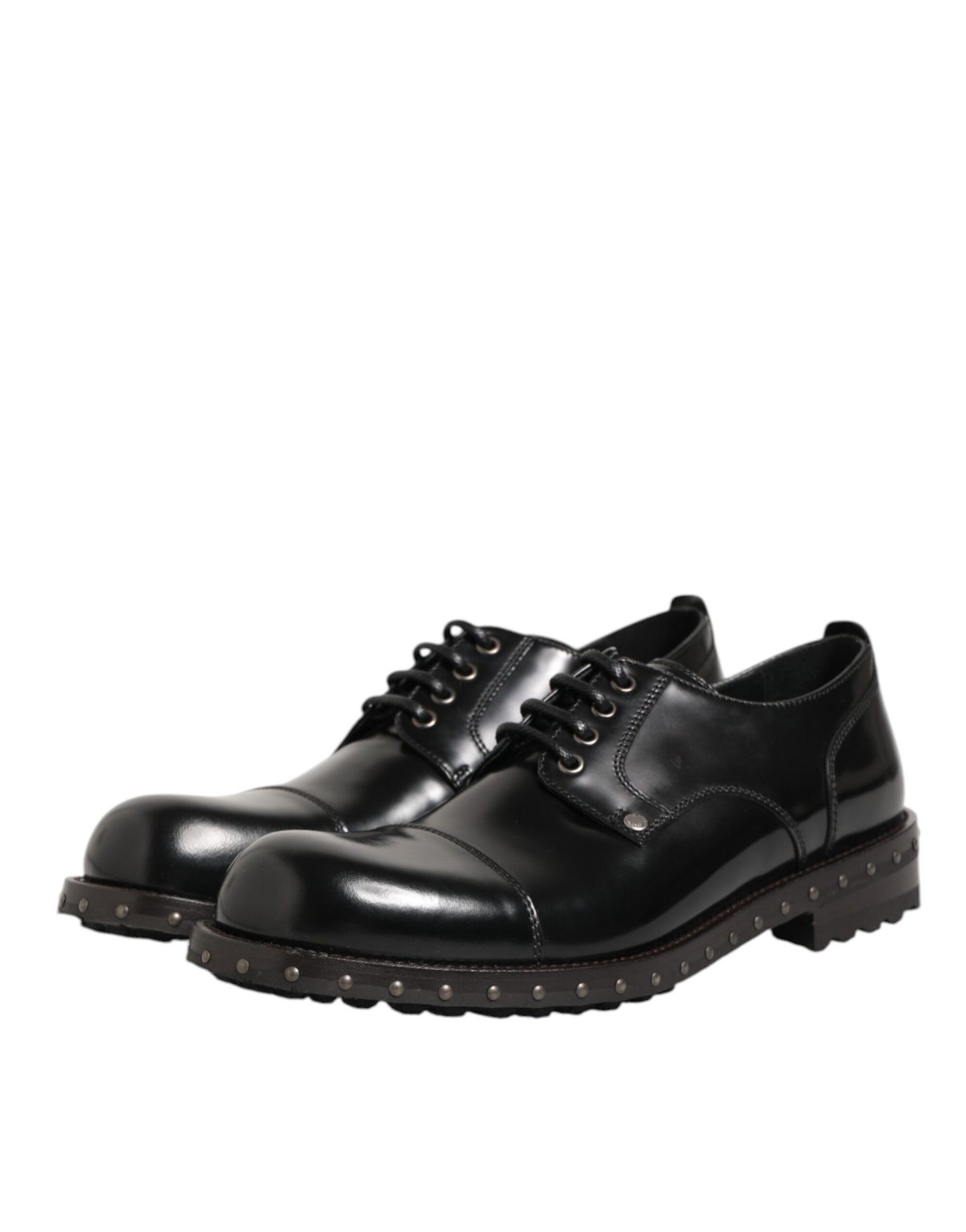 Dolce & Gabbana Schwarzes Leder beschlagene Männer formelle Derby Schuhe
