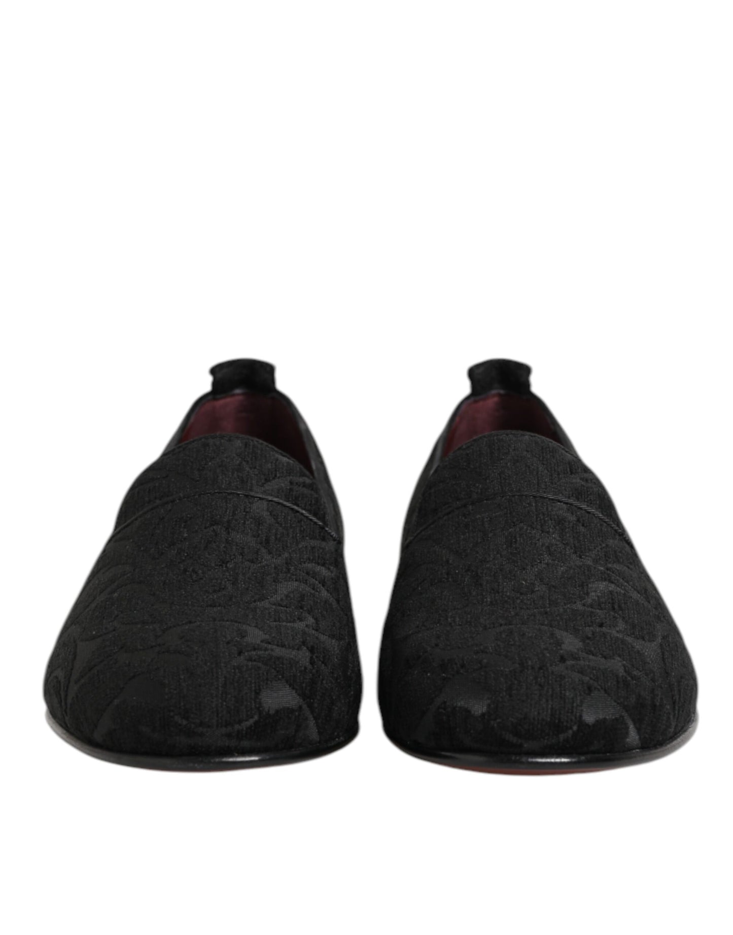 Dolce & Gabbana Schwarz Brokat Loafers Slip On Männer Kleid Schuhe