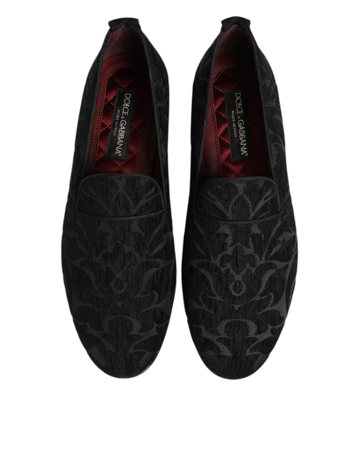 Dolce & Gabbana Schwarz Brokat Loafers Slip On Männer Kleid Schuhe