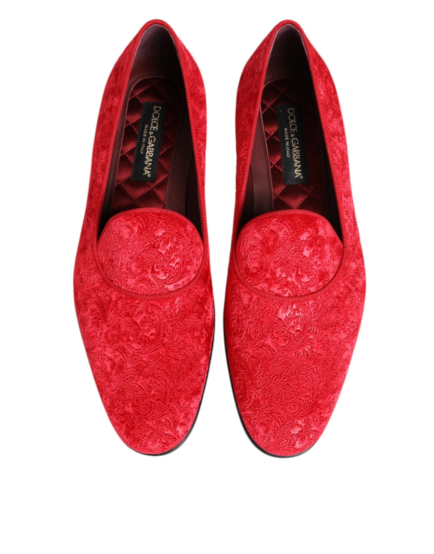 Dolce & Gabbana Rot Jacquard Loafers Formal Männer Kleid Schuhe