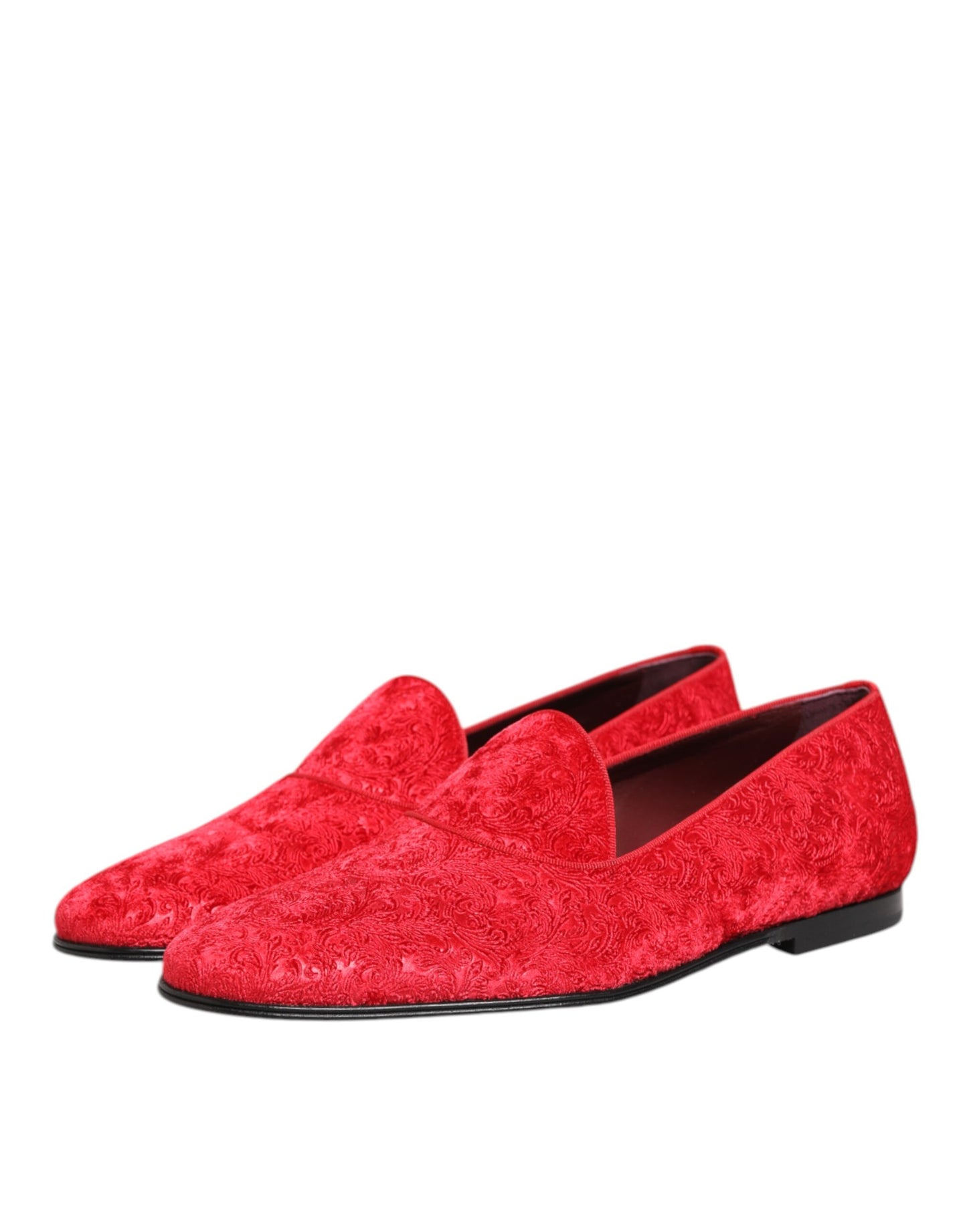 Dolce & Gabbana Rot Jacquard Loafers Formal Männer Kleid Schuhe