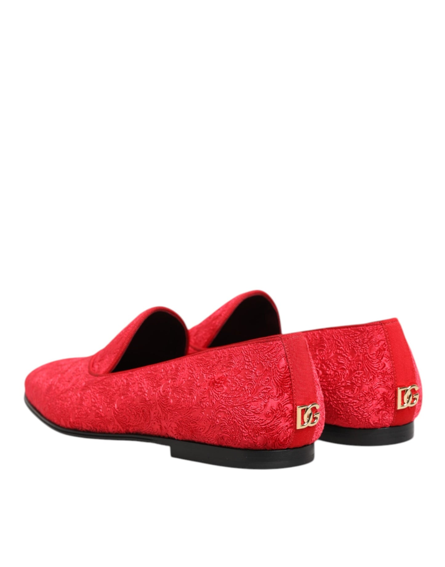 Dolce & Gabbana Rot Jacquard Loafers Formal Männer Kleid Schuhe