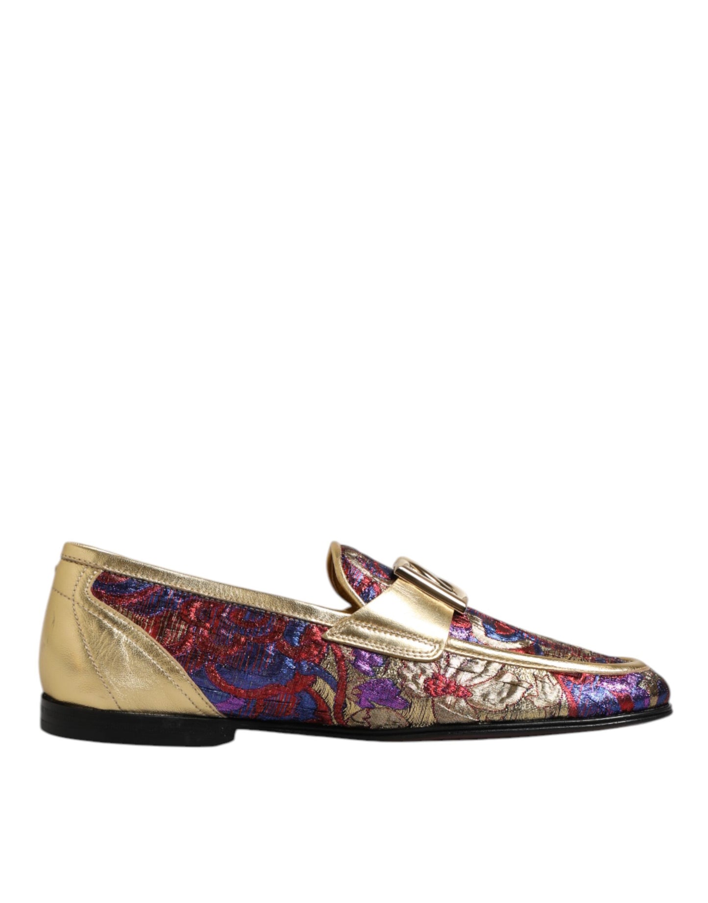 Dolce & Gabbana Multicolor Jacquard Gold DG Logo Loafer Schuhe