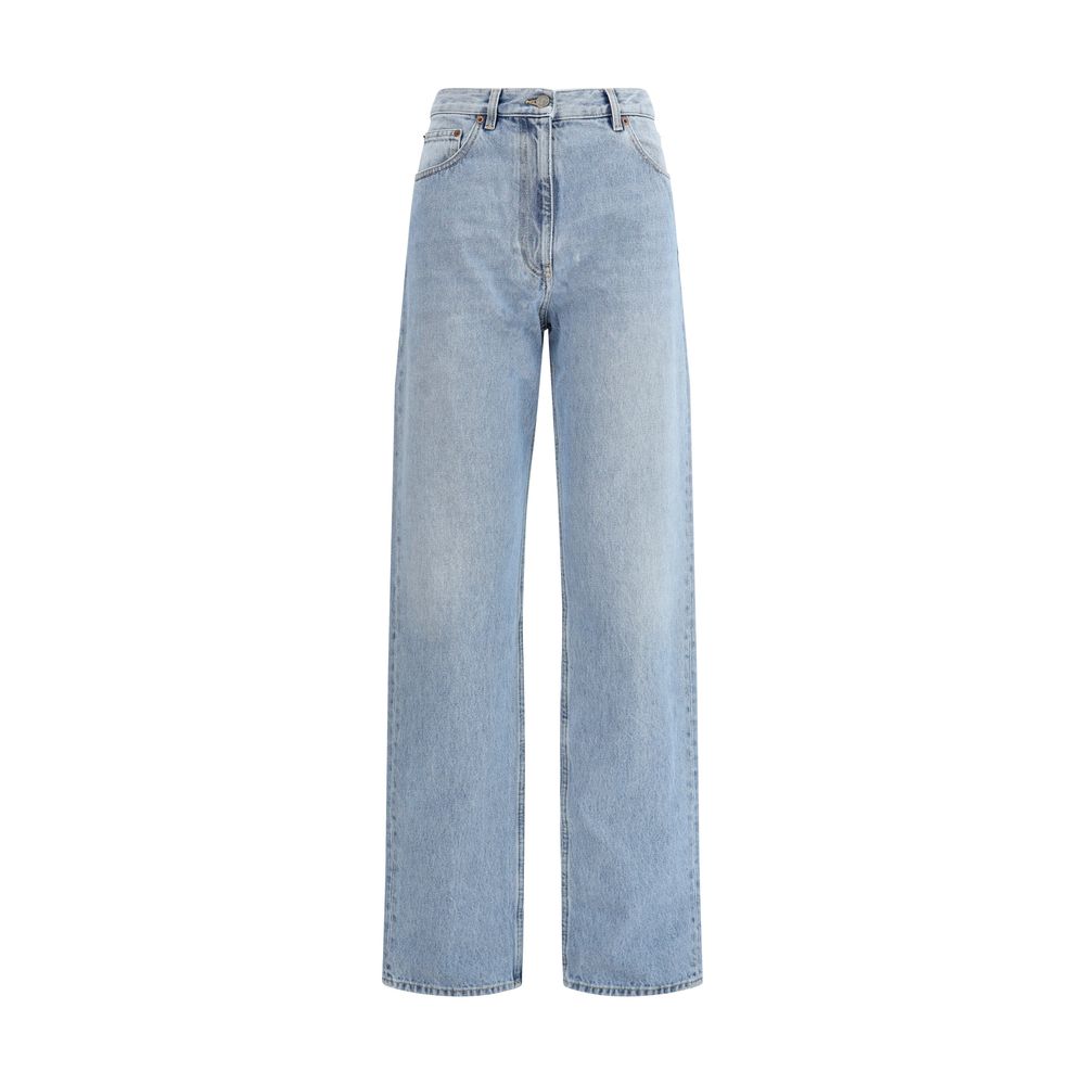 Valentino Hellblaue Baumwoll-Jeans mit hohem Bund