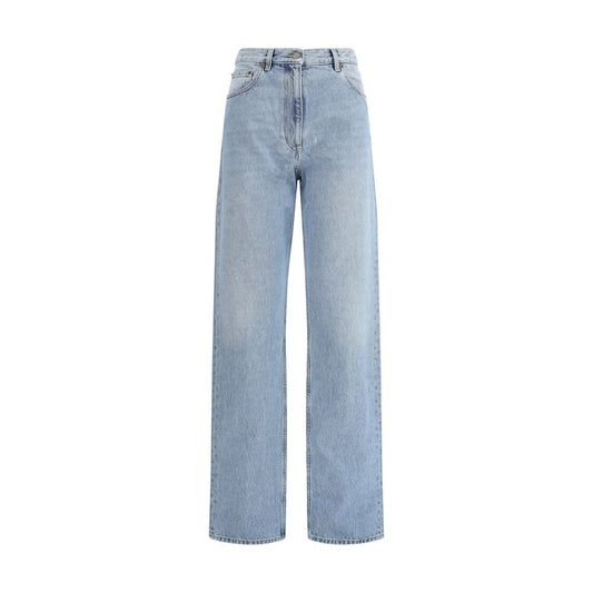 Valentino Hellblaue Baumwoll-Jeans mit hohem Bund