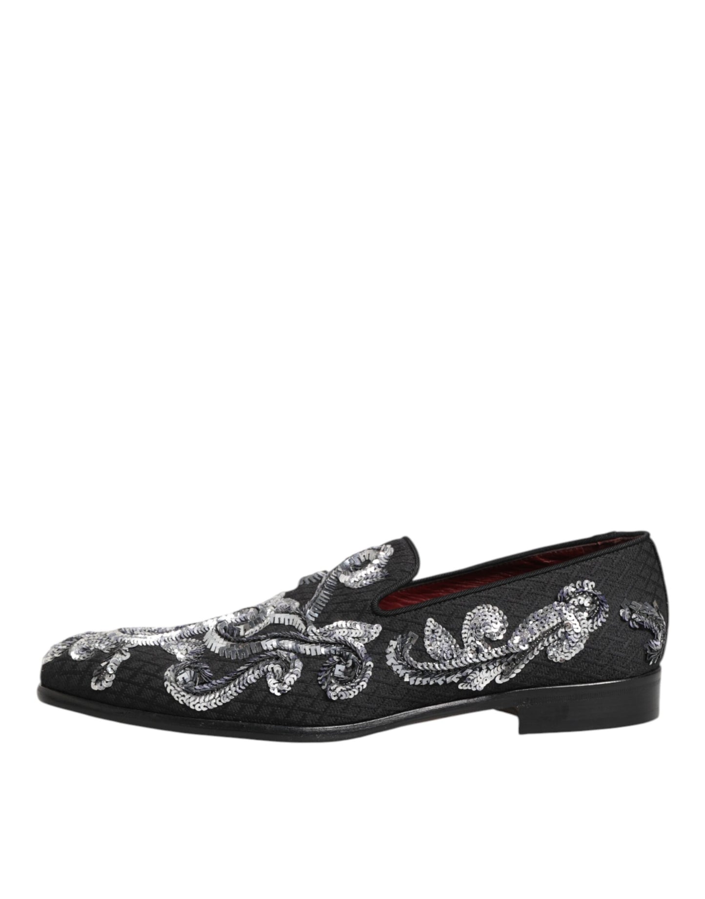 Dolce & Gabbana Schwarz Silber Pailletten Loafers Männer Kleid Schuhe