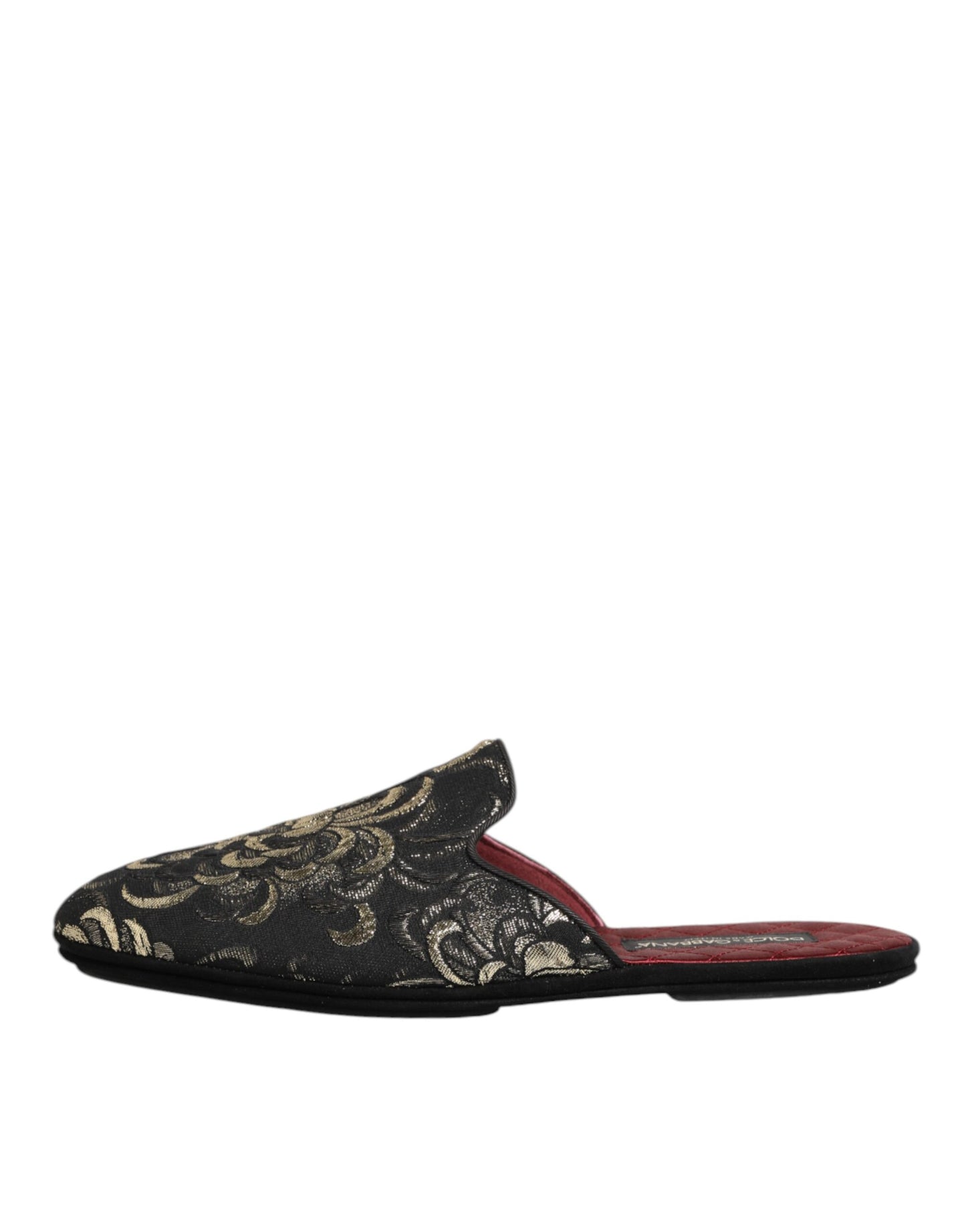 Dolce & Gabbana Schwarz Floral Jacquard Pantoffeln Schuhe