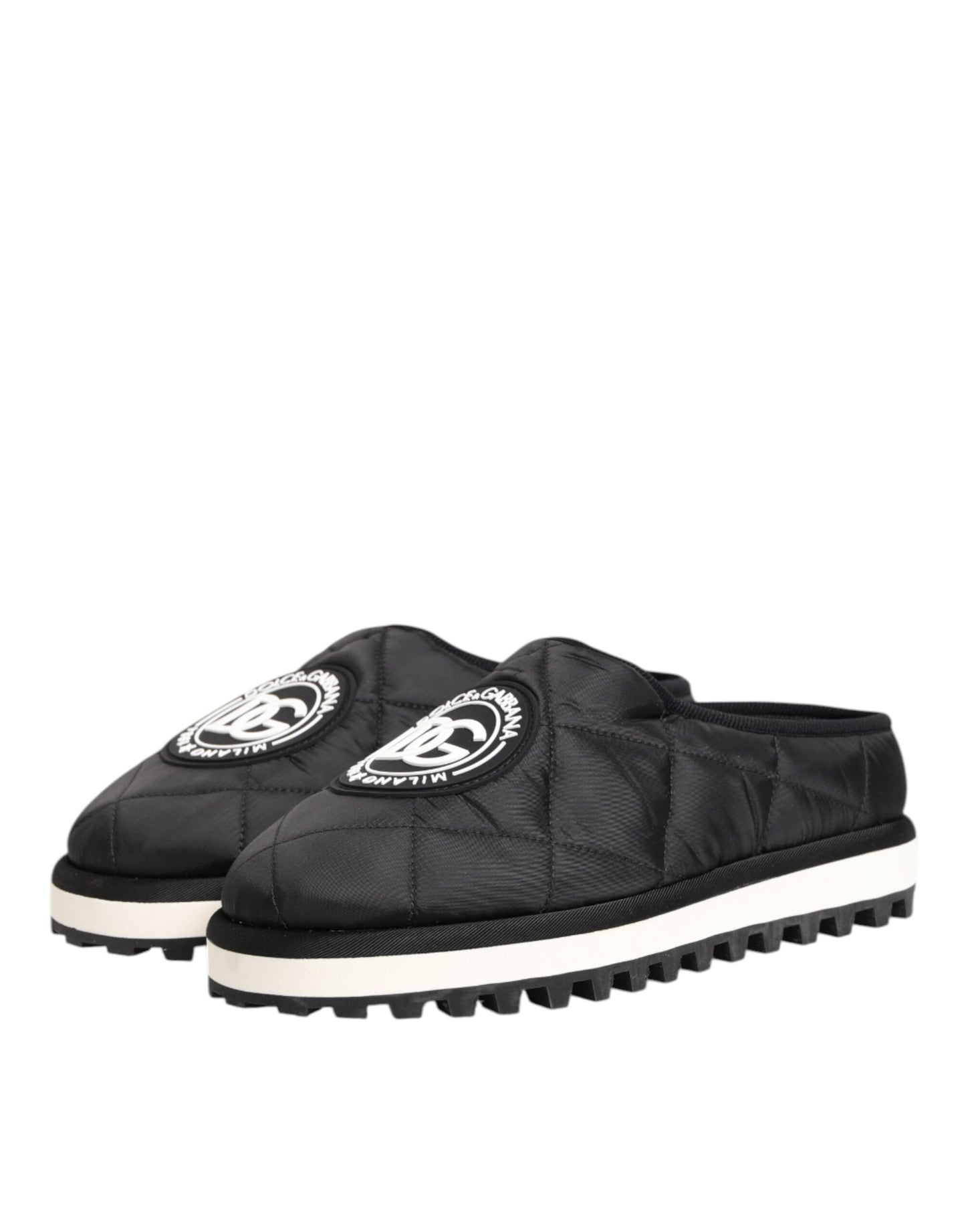 Dolce & Gabbana Schwarz Nylon Low Top Slip On Sneaker Schuhe