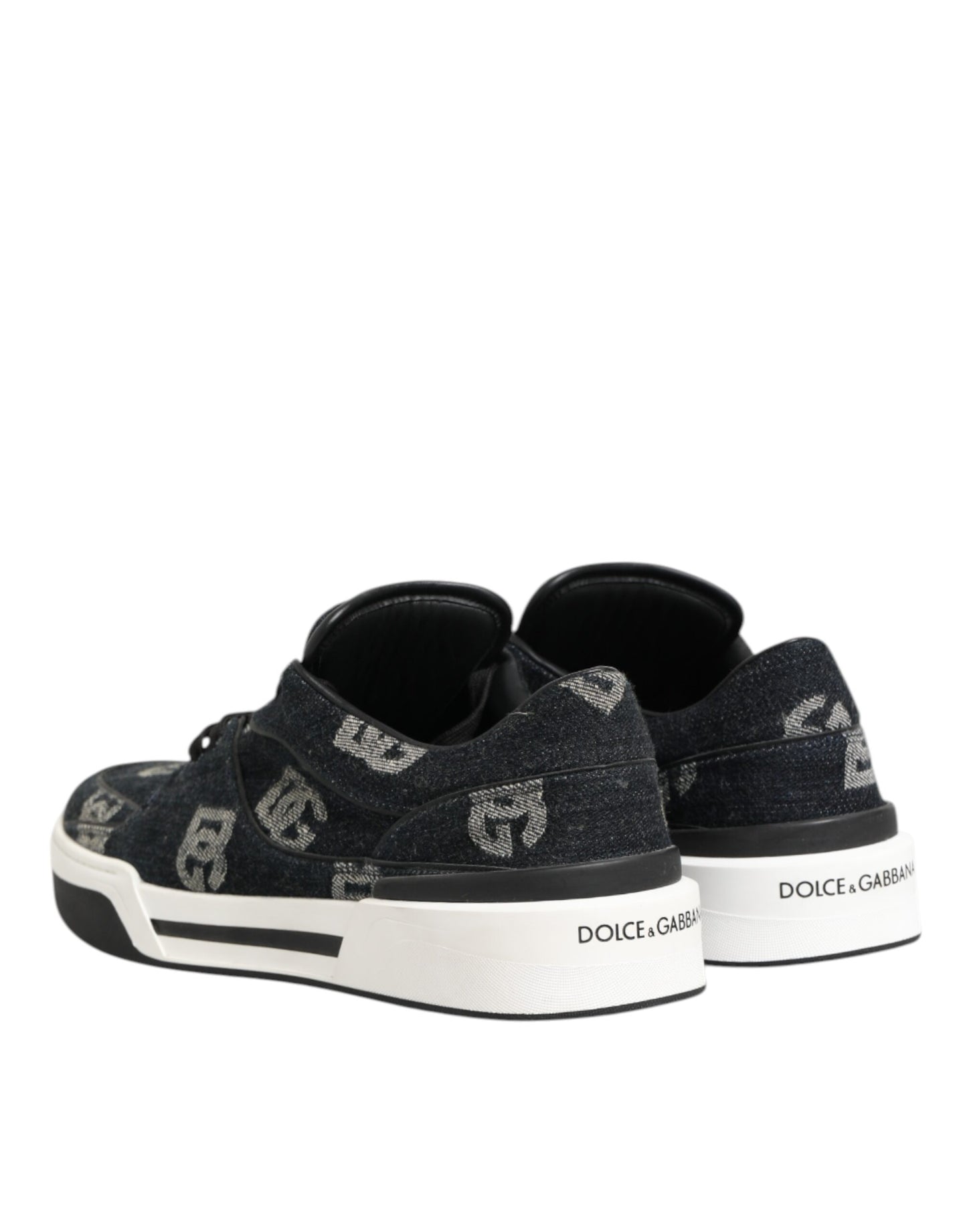 Dolce & Gabbana Blau Baumwolle Denim Logo Low Top Sneakers Schuhe