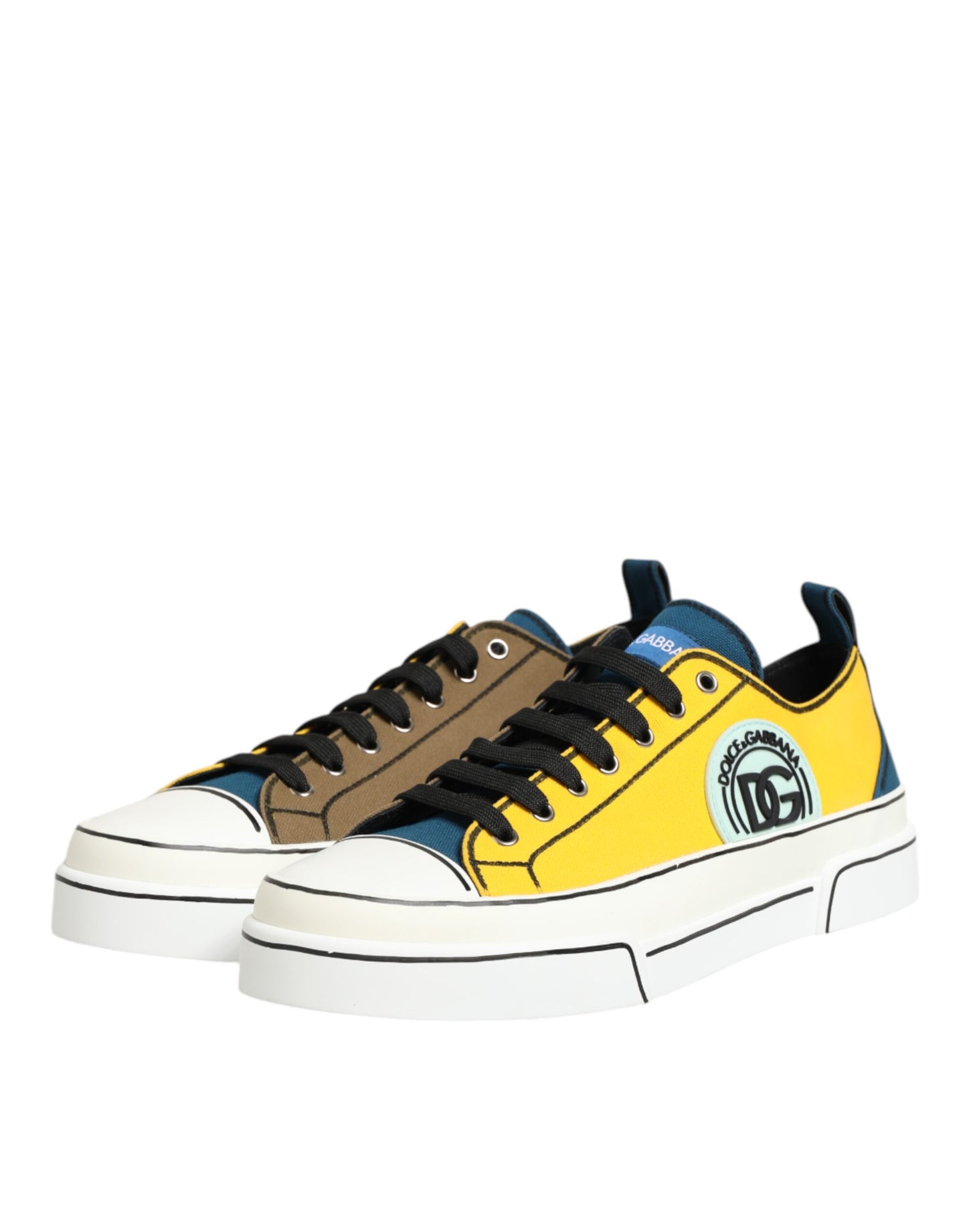 Dolce & Gabbana Multicolor Baumwolle Logo Low Top Sneakers Schuhe