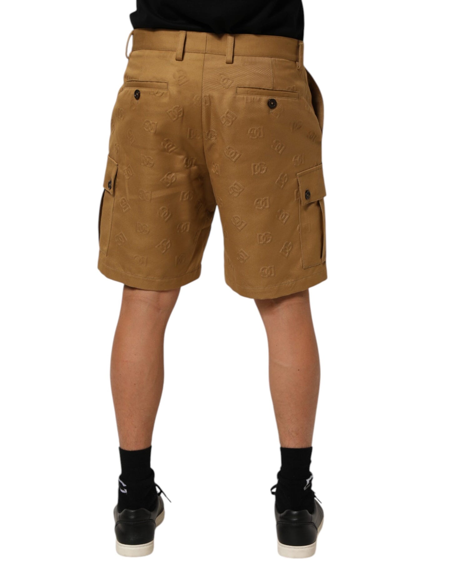 Dolce & Gabbana Braune Cargo-Bermudashorts aus Baumwoll-Stretch mit Logo