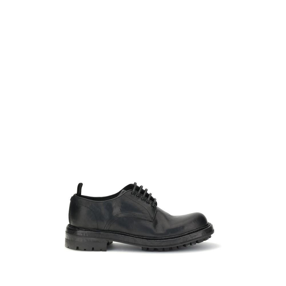 Dolce & Gabbana Schwarze Kalbshaut Bos Taurus Oxford- und Derby-Schuhe