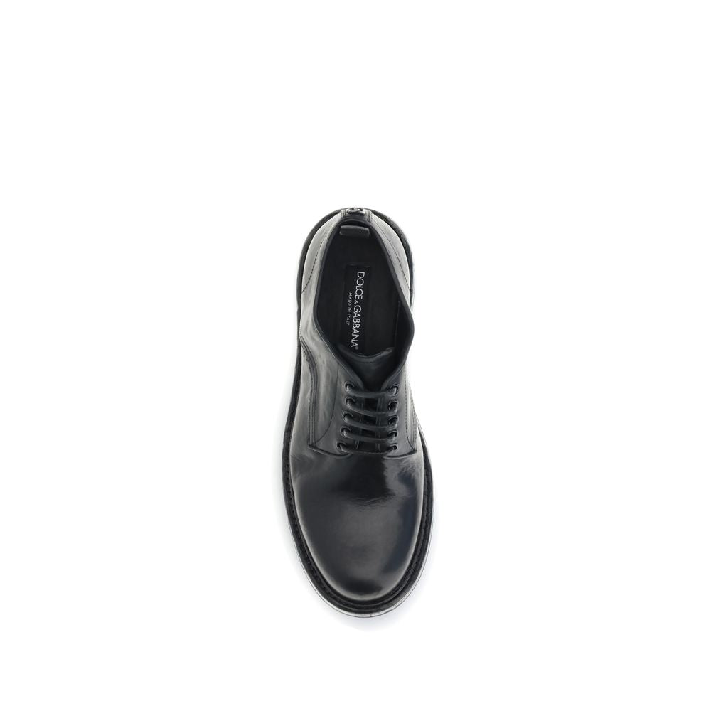 Dolce & Gabbana Schwarze Kalbshaut Bos Taurus Oxford- und Derby-Schuhe