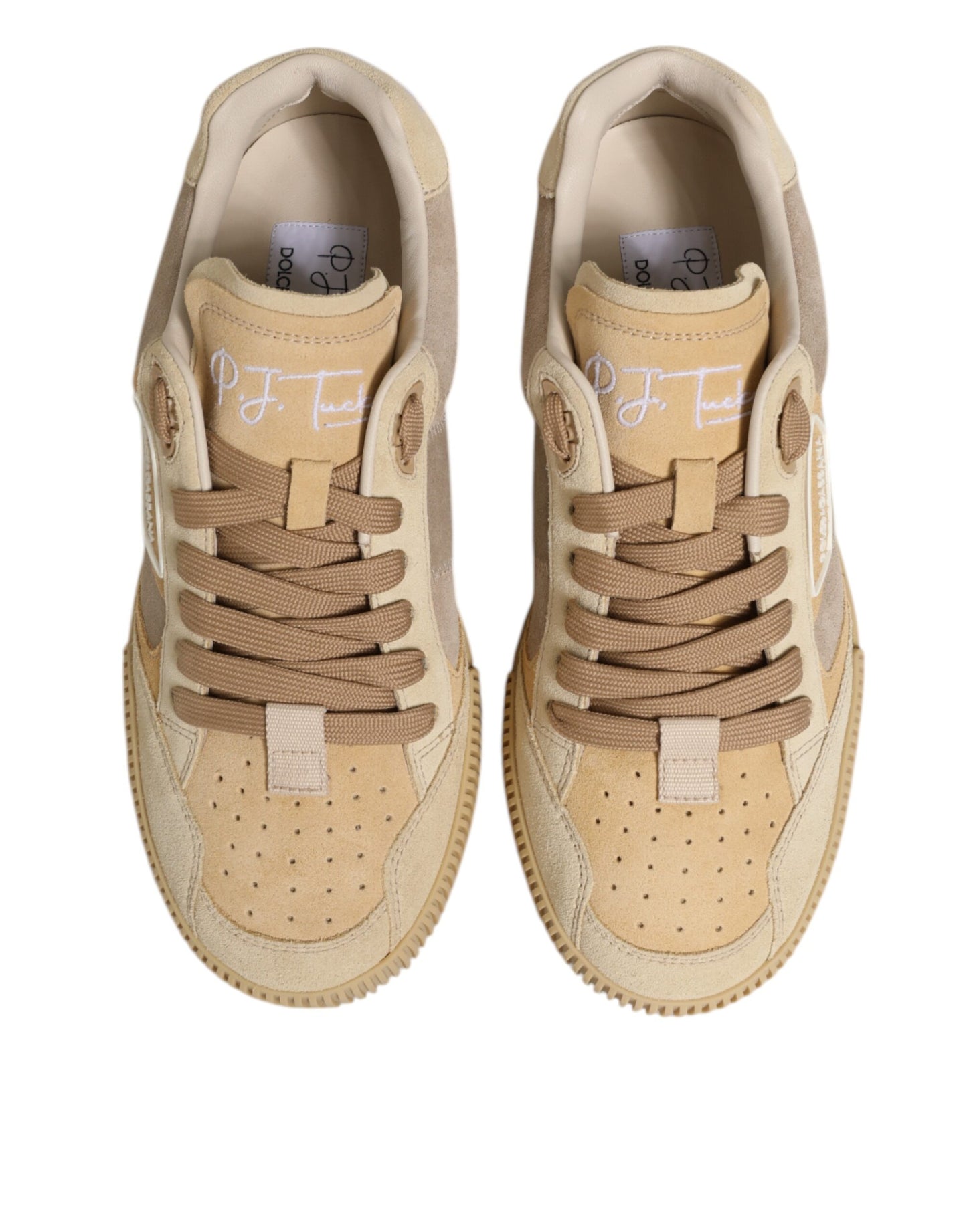 Dolce & Gabbana Beige Leder Miami Low Top Sneakers Männer Schuhe