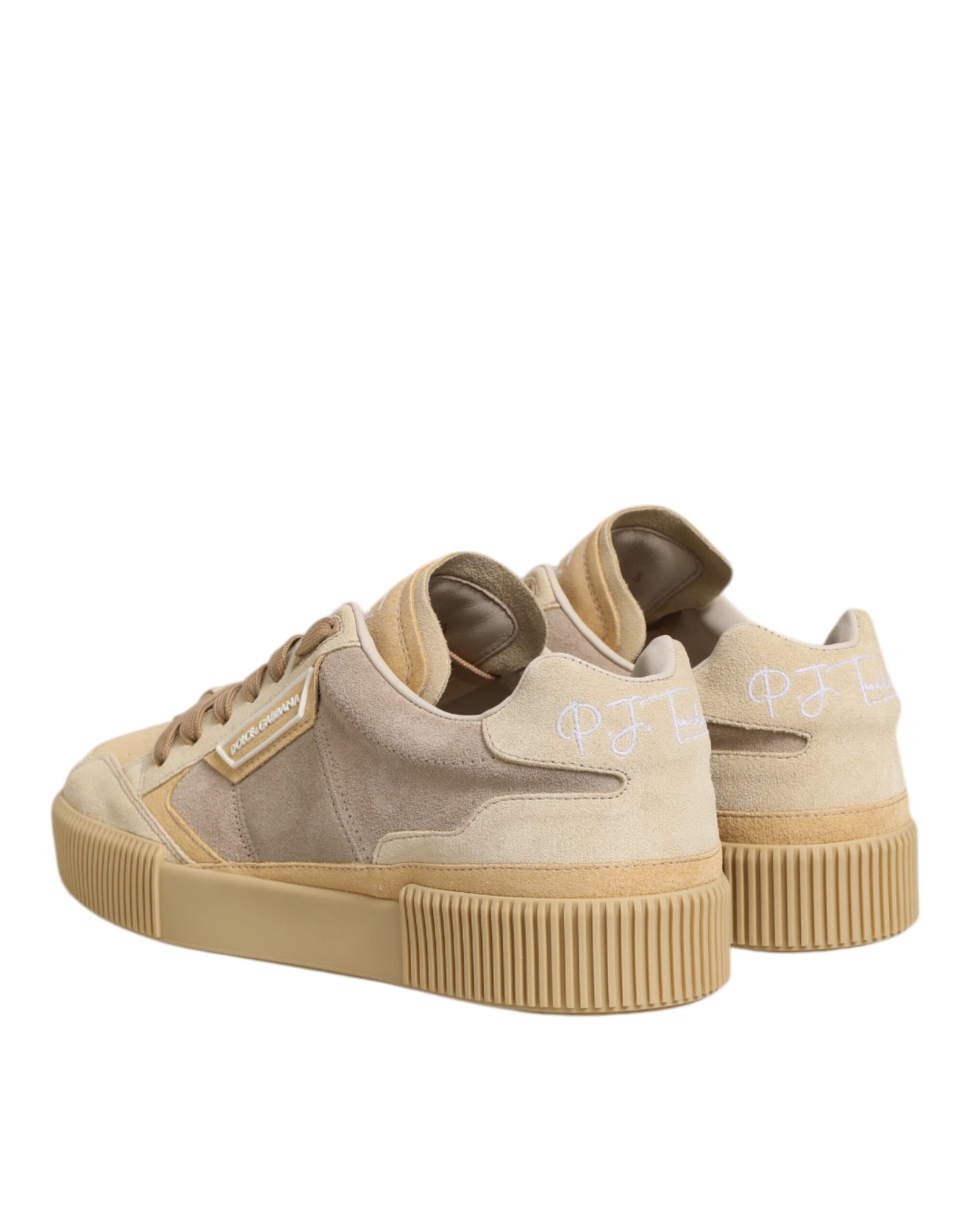Dolce & Gabbana Beige Leder Miami Low Top Sneakers Männer Schuhe