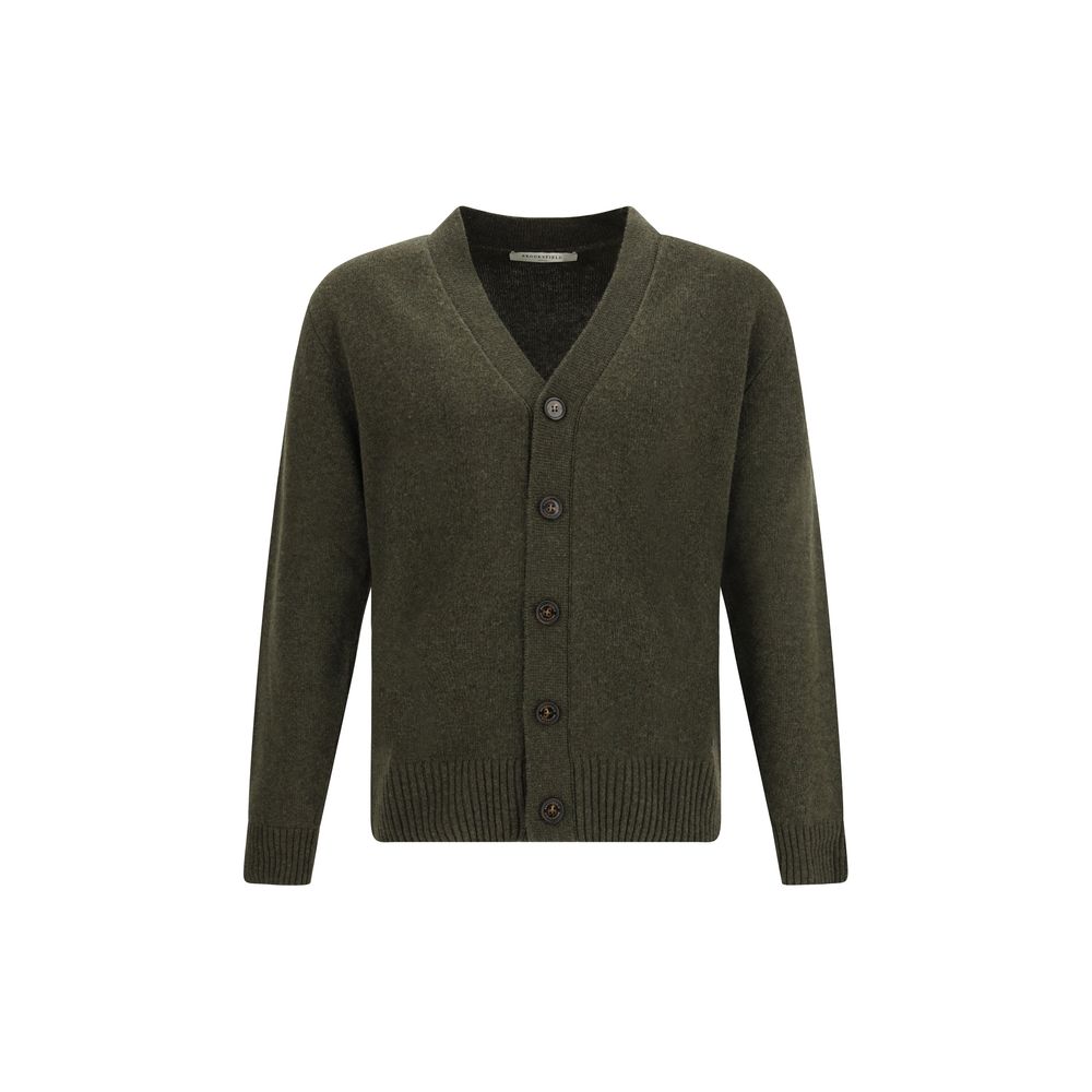 Brooksfield Grüner Woll-Fleece-Cardigan