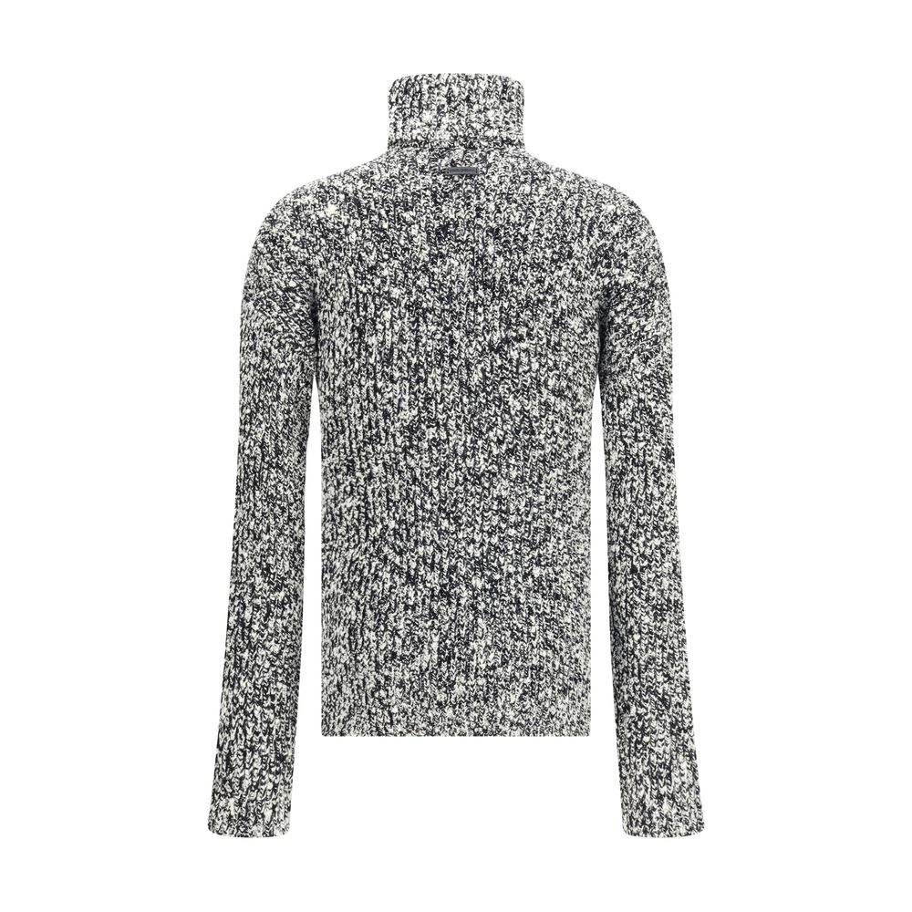 Dolce & Gabbana Weißer Rollkragenpullover aus Fleece-Wolle