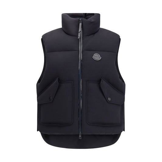 MONCLER x EDWARD ENNINFUL Schwarze ärmellose Jacke aus Polyamid