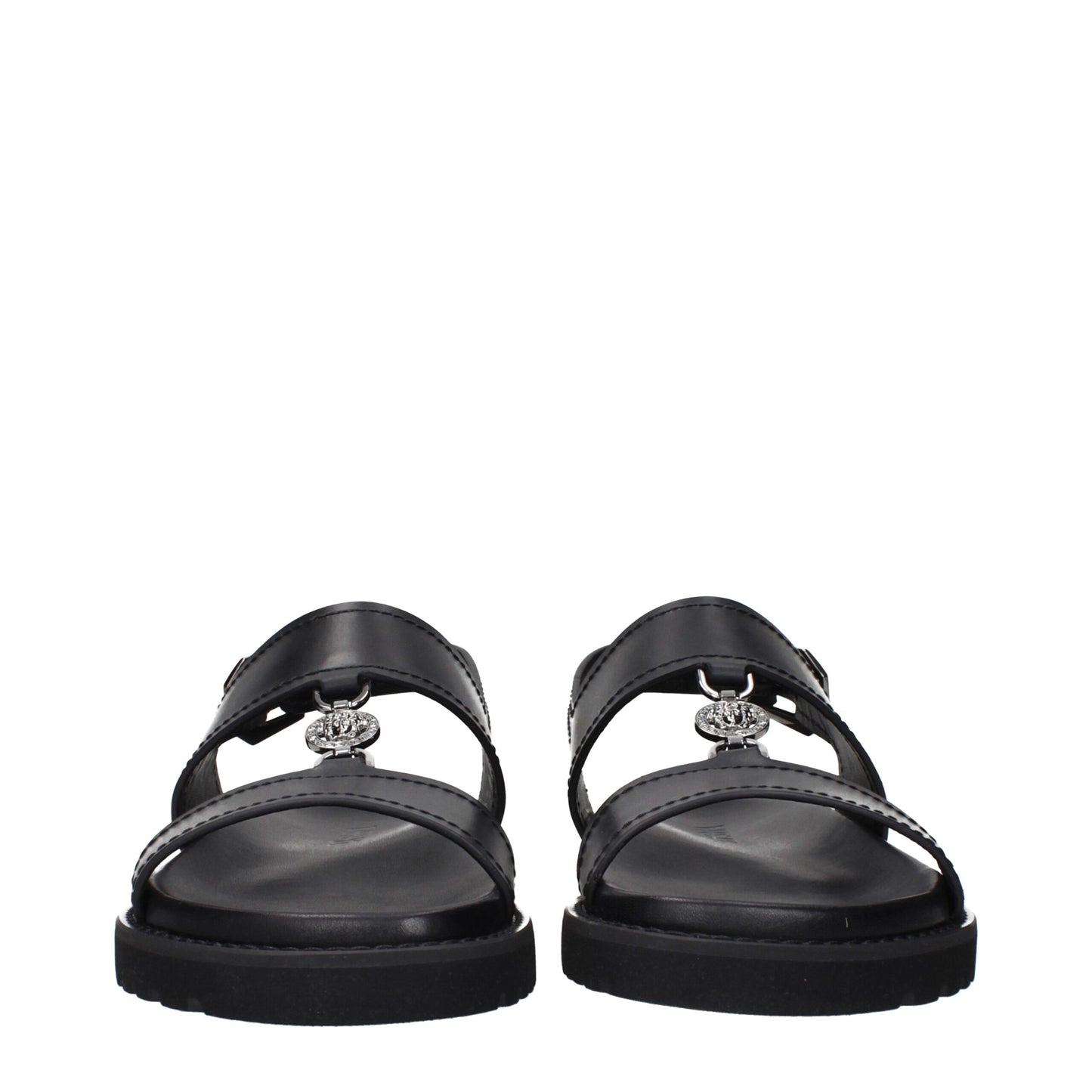 Versace Schwarze Ledersandalen