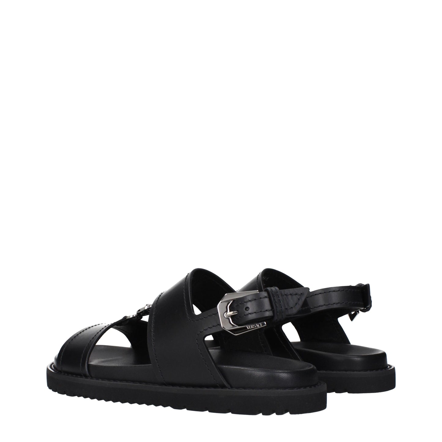 Versace Schwarze Ledersandalen