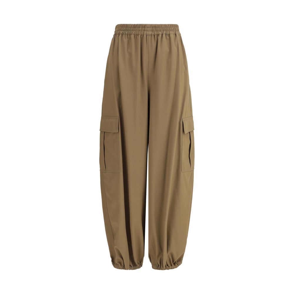Max Mara Beigefarbene Baumwoll-Cargo-Hose