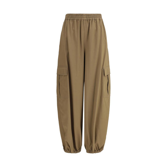 Max Mara Beigefarbene Baumwoll-Cargo-Hose