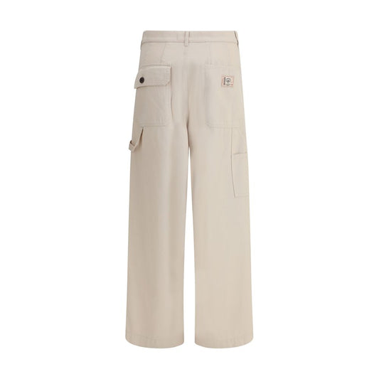 Max Mara Baumwoll-Cargohose in Creme